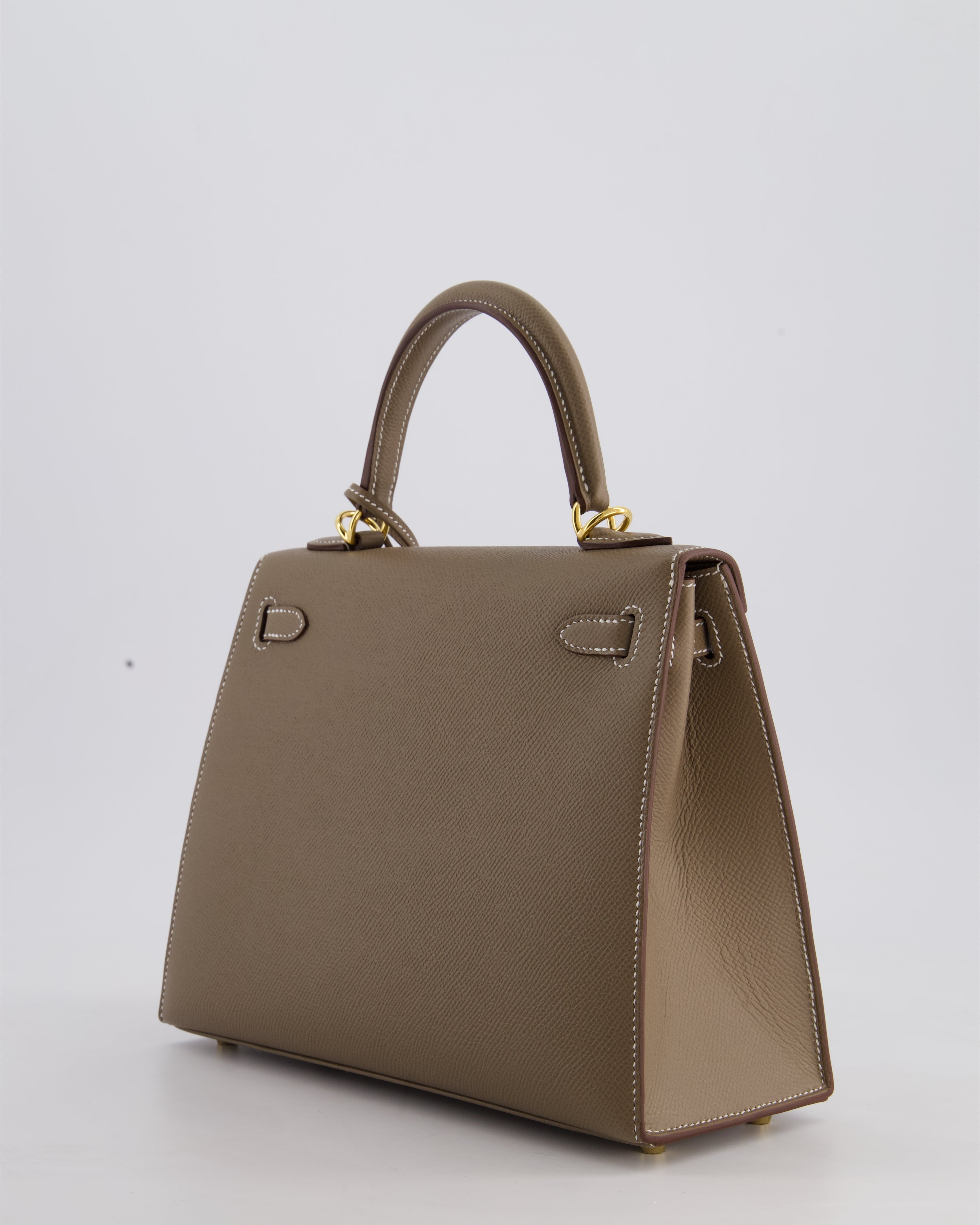 Hermès Kelly 25 Sellier Bag in Etoupe Epsom Leather and Gold Hardware