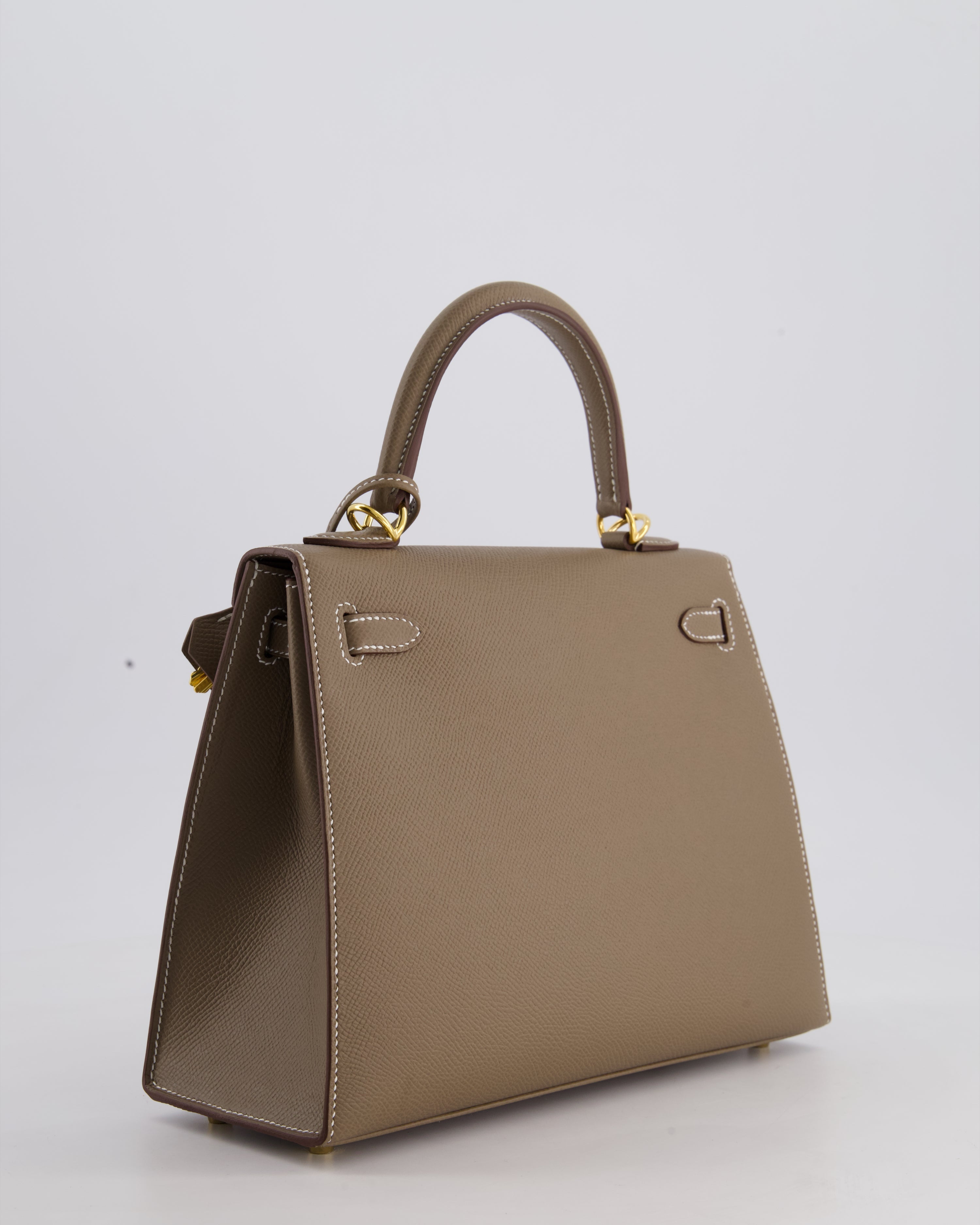 Hermès Kelly 25 Sellier Bag in Etoupe Epsom Leather and Gold Hardware