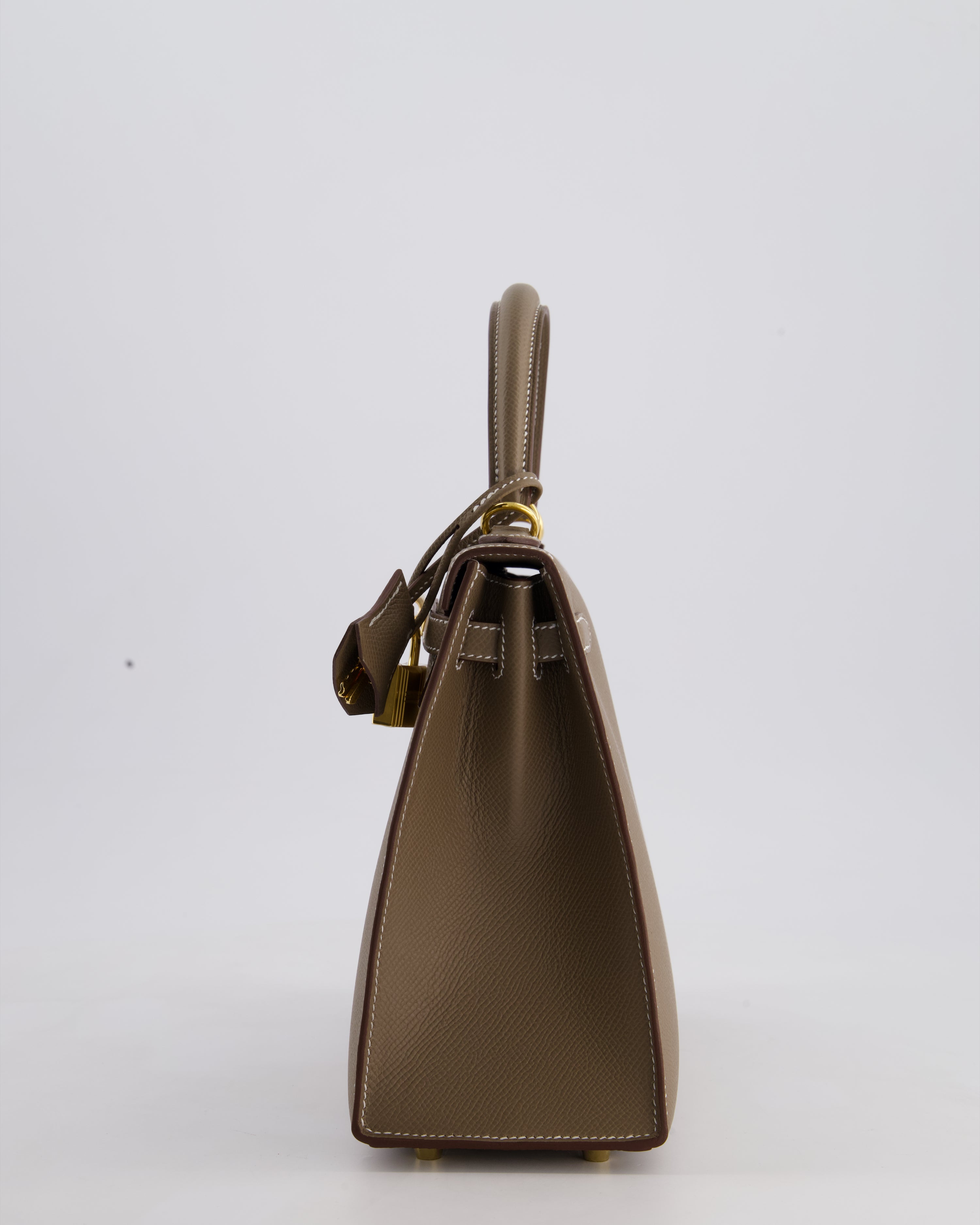 Hermès Kelly 25 Sellier Bag in Etoupe Epsom Leather and Gold Hardware