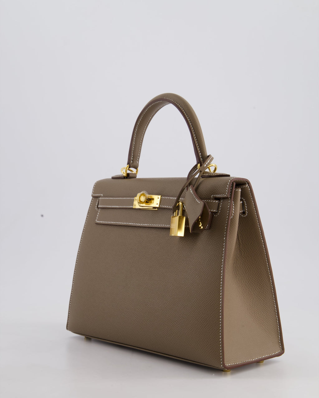 Hermès Kelly 25 Sellier Bag in Etoupe Epsom Leather and Gold Hardware