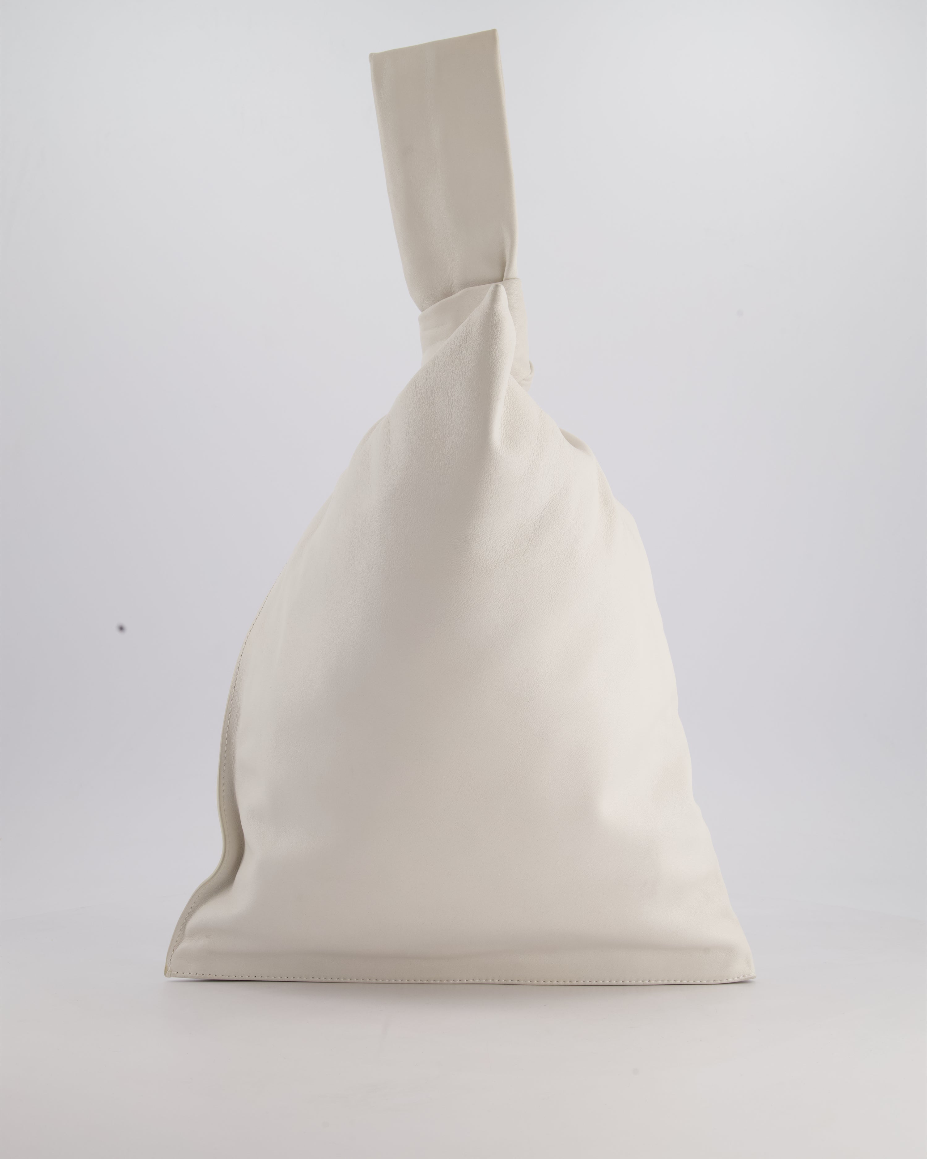 Bottega Veneta Large White Calfskin Leather Knot Clutch Bag