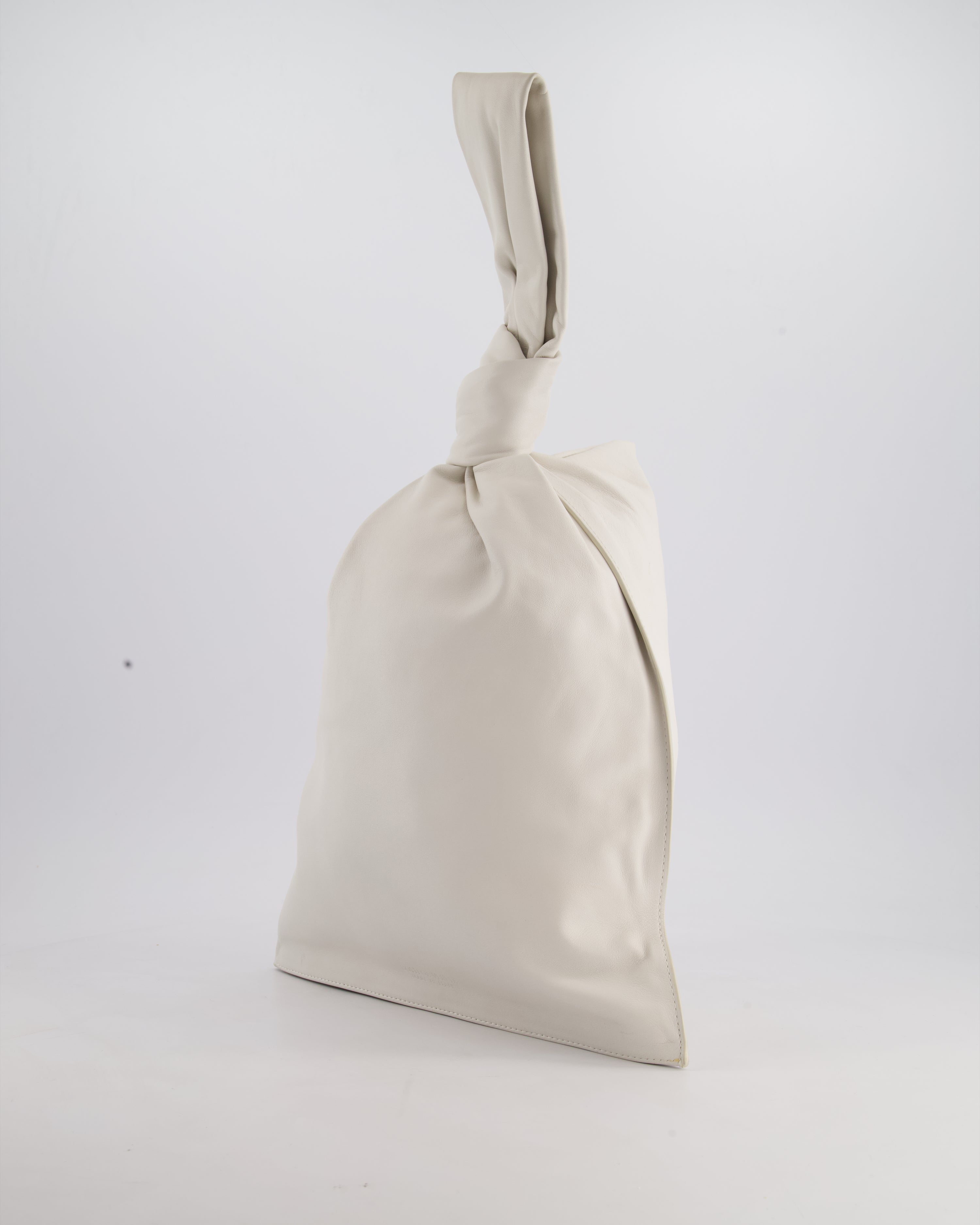 Bottega Veneta Large White Calfskin Leather Knot Clutch Bag