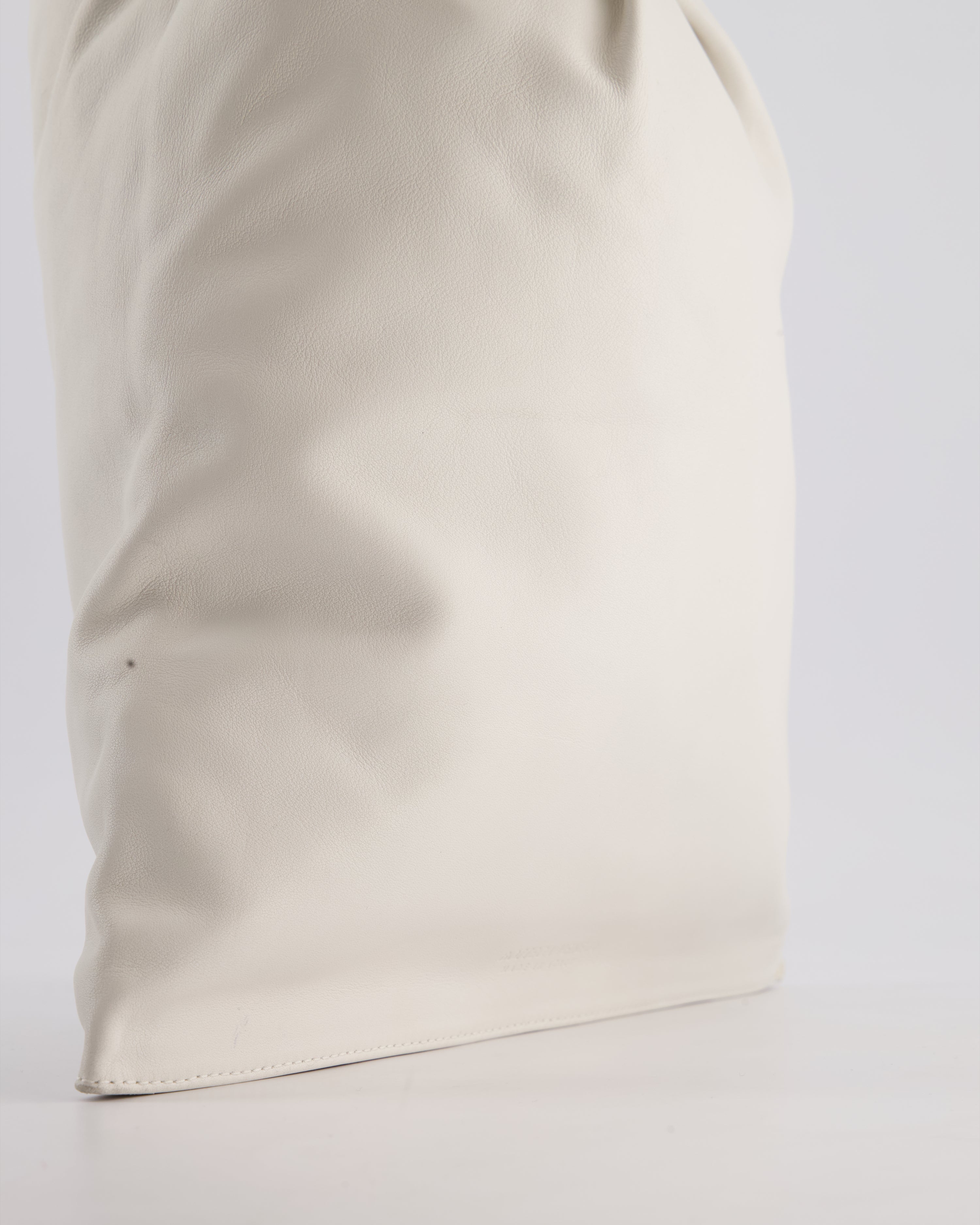Bottega Veneta Large White Calfskin Leather Knot Clutch Bag