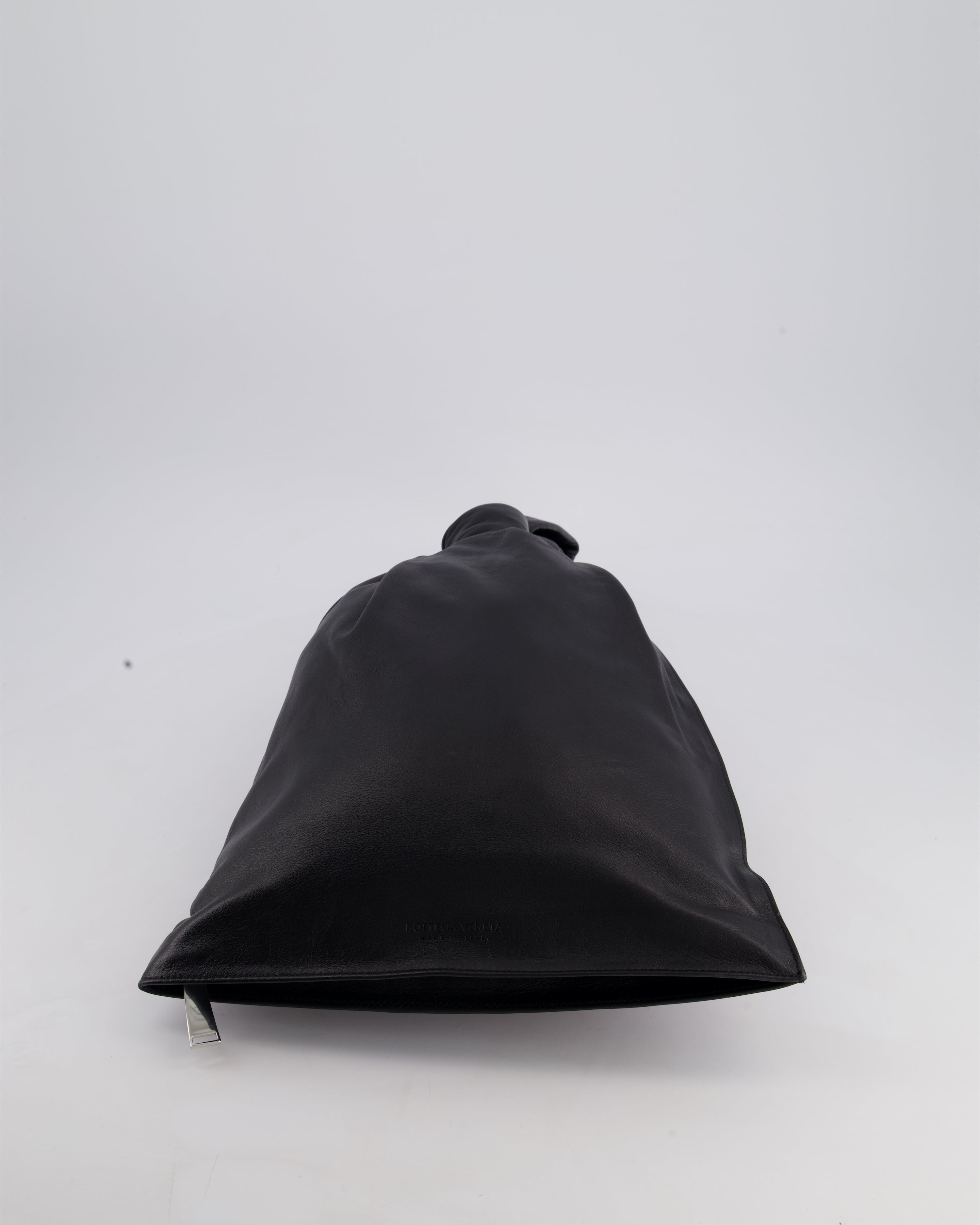 Bottega Veneta Large Black Calfskin Leather Knot Clutch Bag