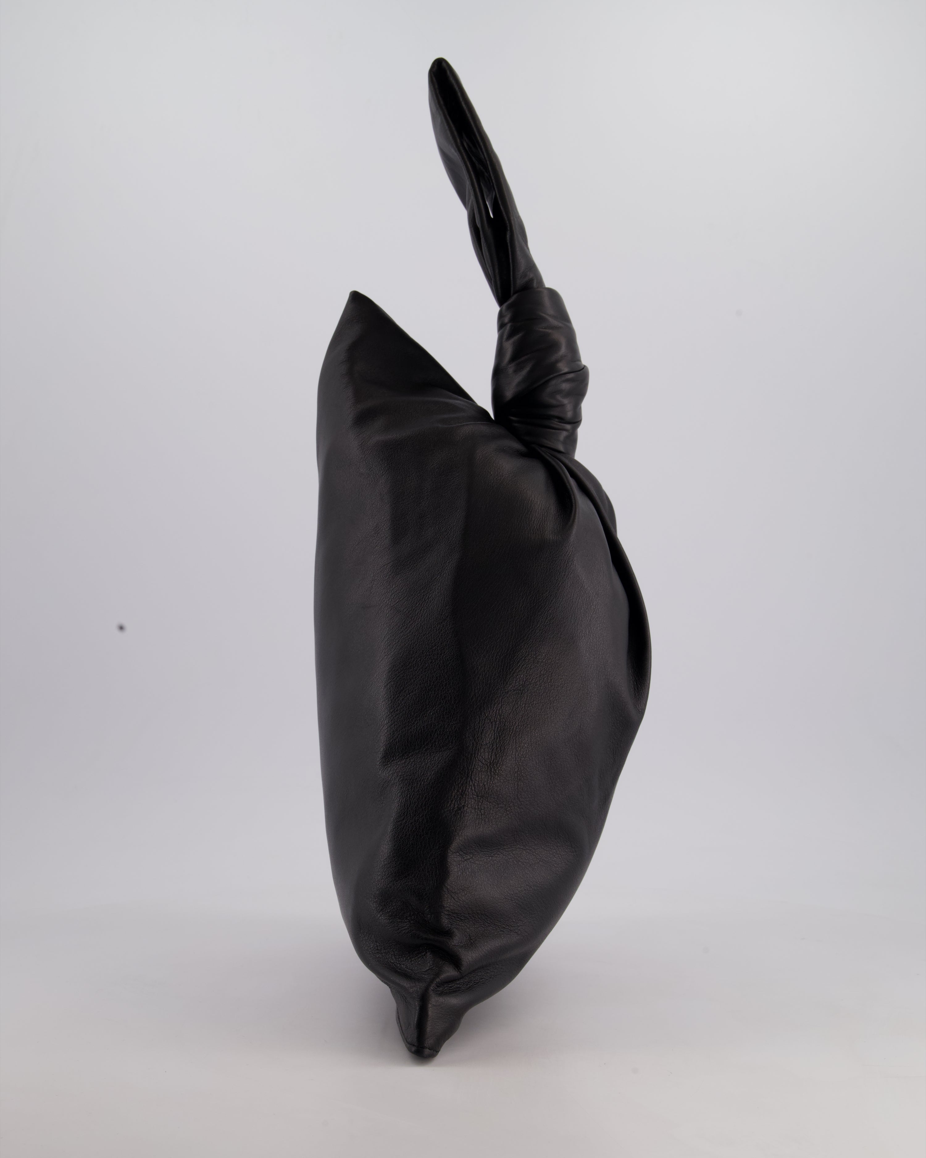 Bottega Veneta Large Black Calfskin Leather Knot Clutch Bag