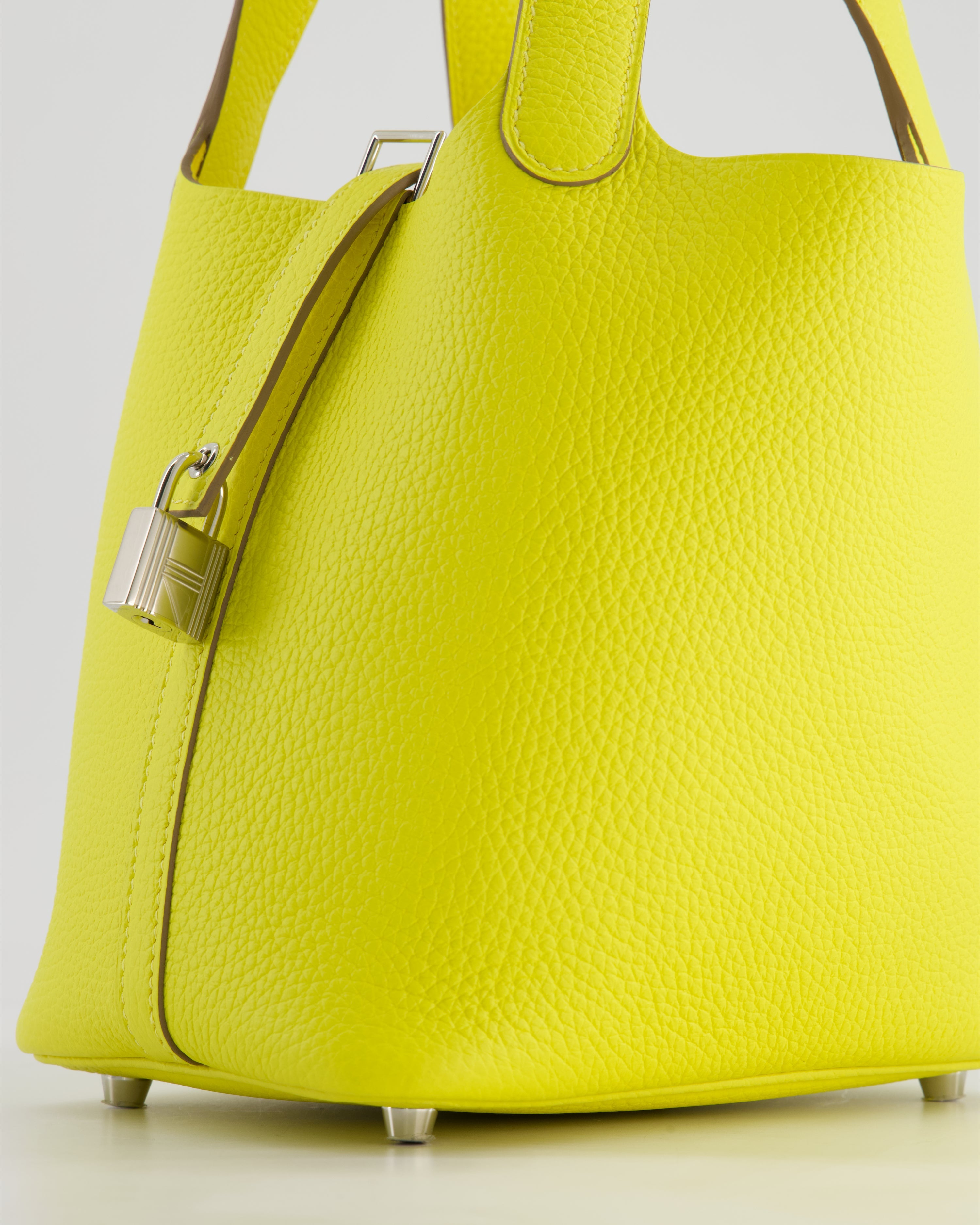 Hermès Picotin Lock Bag 18cm in Lime Clemence Leather with Palladium Hardware