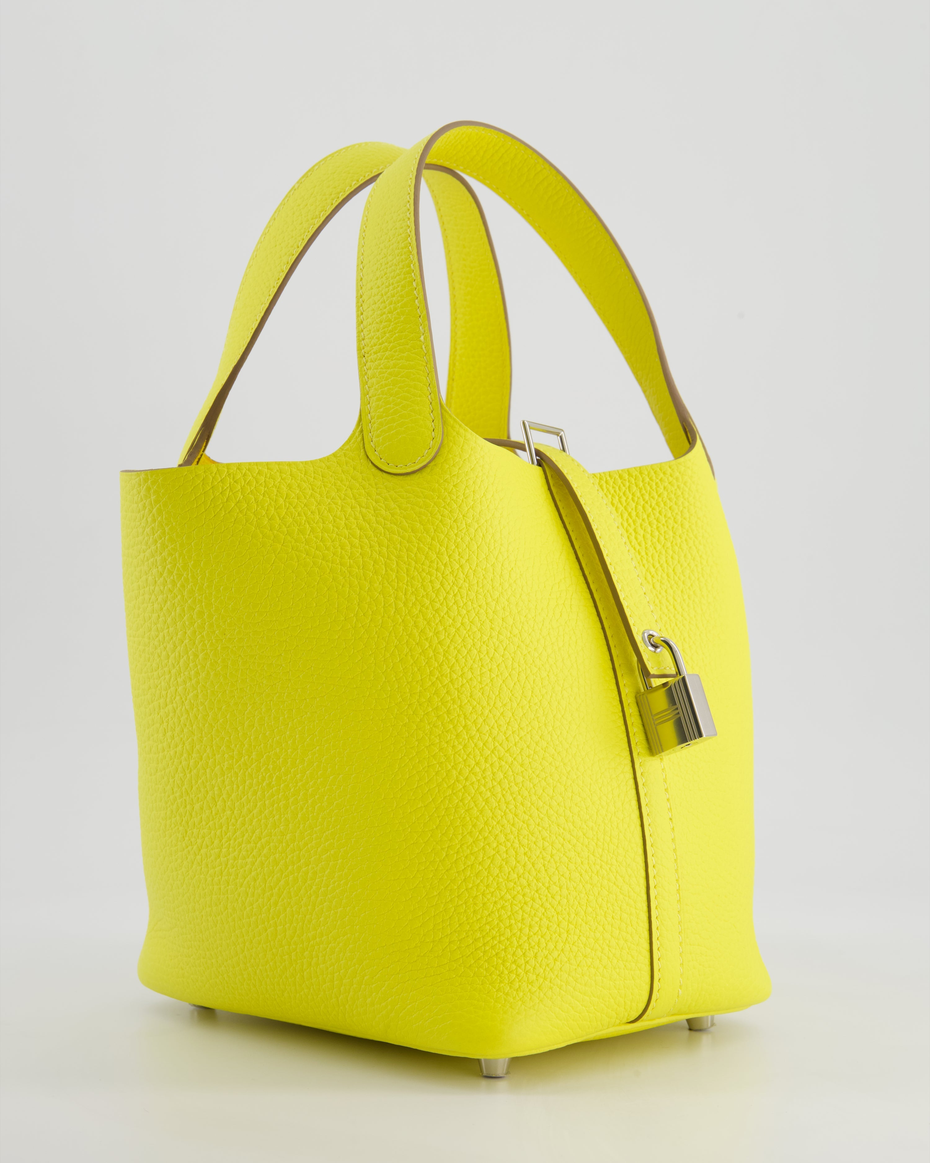 Hermès Picotin Lock Bag 18cm in Lime Clemence Leather with Palladium Hardware