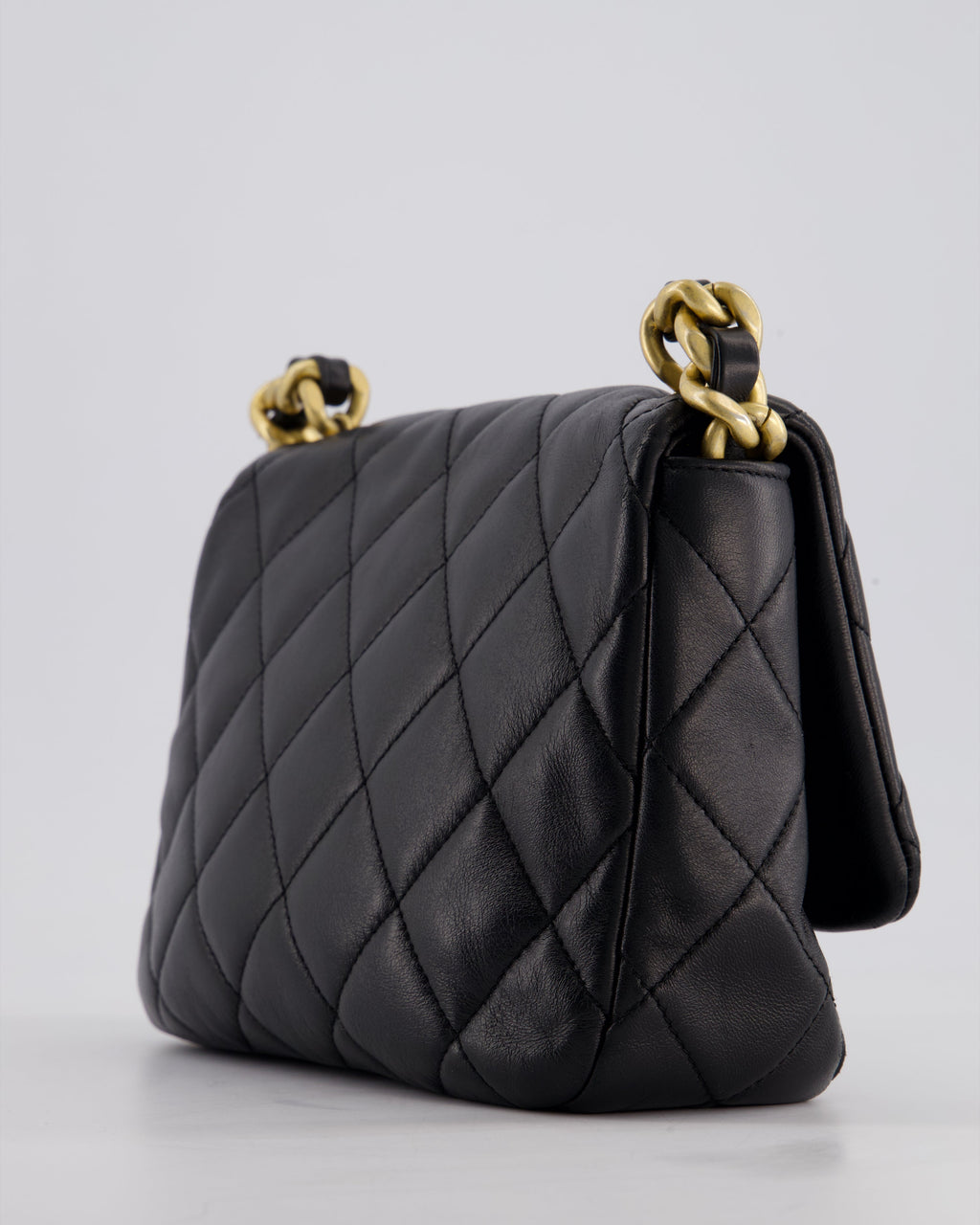 Chanel Black Small Single Flap Cross-Body Bag in Goatskin Leather with Gold & Black Hardware