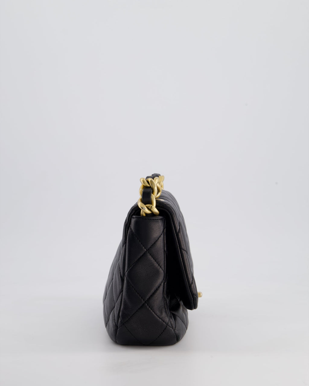 Chanel Black Small Single Flap Cross-Body Bag in Goatskin Leather with Gold & Black Hardware