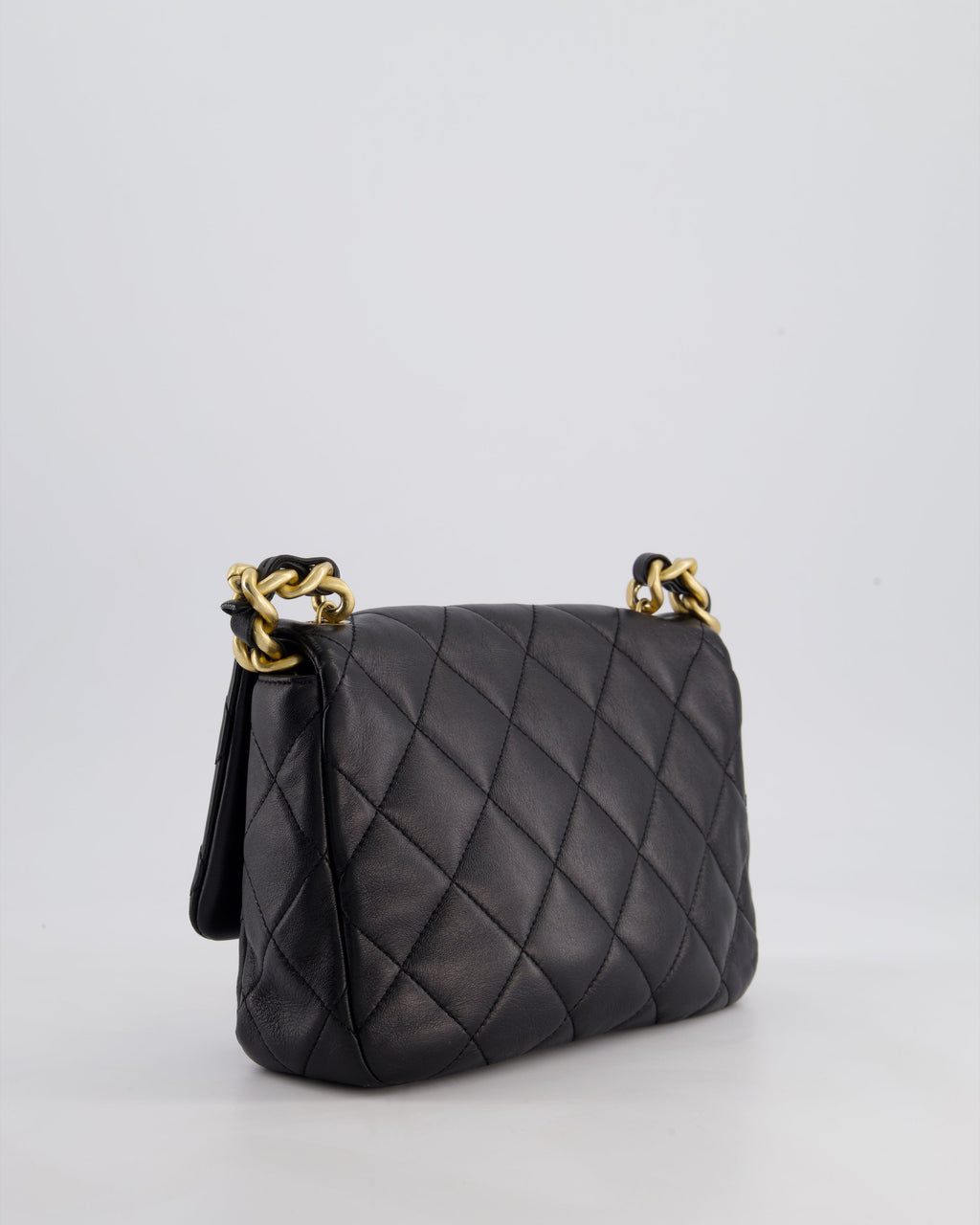 Chanel Black Small Single Flap Cross-Body Bag in Goatskin Leather with Gold & Black Hardware