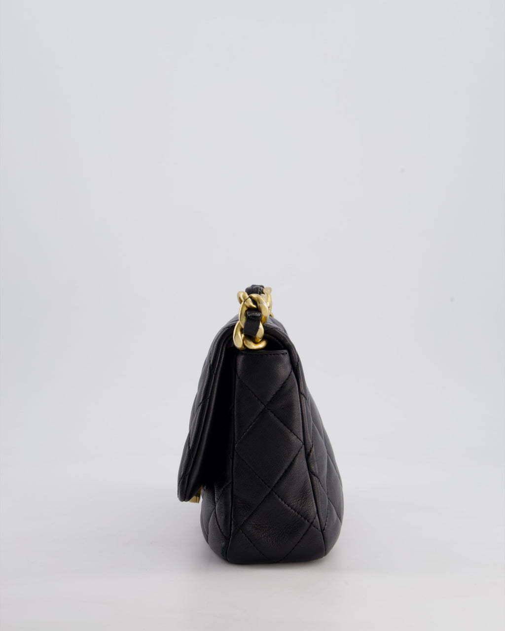 Chanel Black Small Single Flap Cross-Body Bag in Goatskin Leather with Gold & Black Hardware