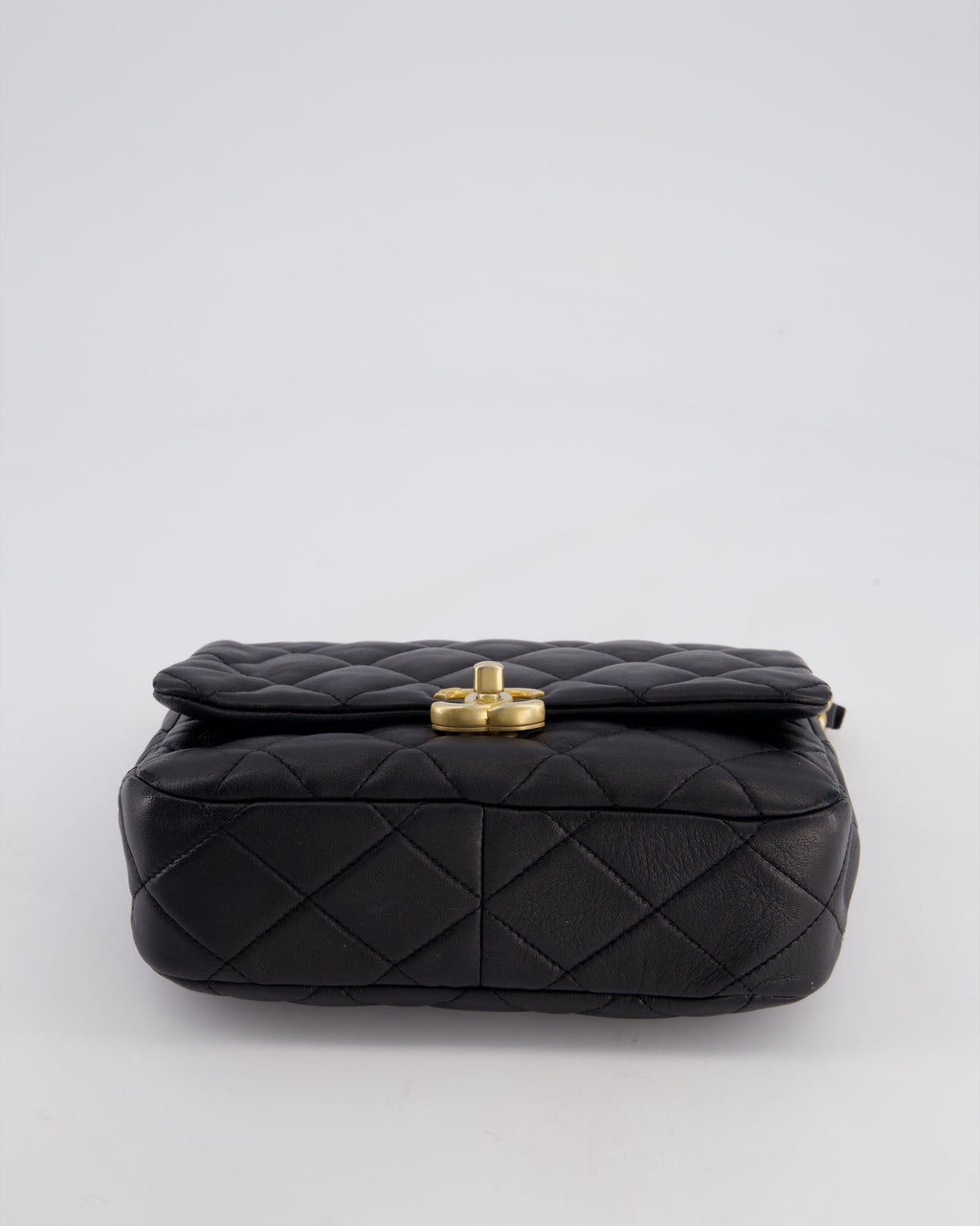 Chanel Black Small Single Flap Cross-Body Bag in Goatskin Leather with Gold & Black Hardware
