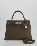 Hermès HSS Kelly 28 Sellier Bag in Gris Etain Epsom Leather with Palladium Hardware