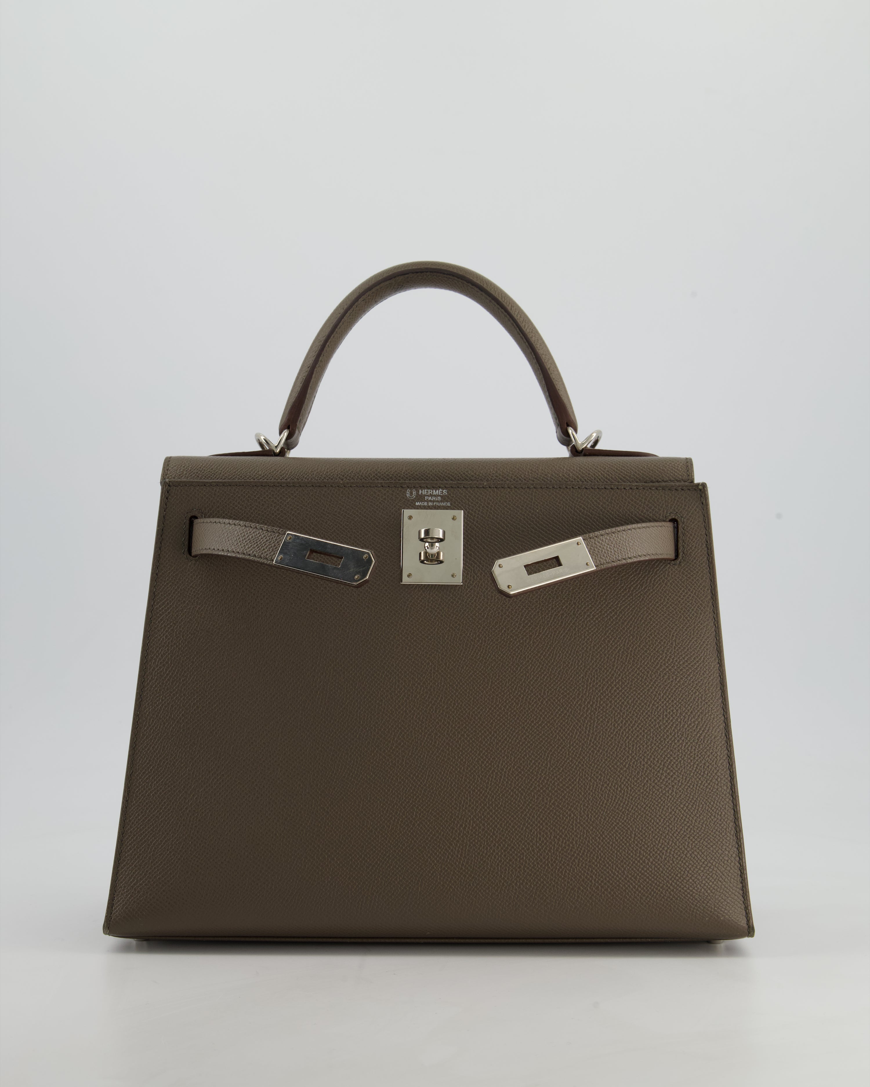 Hermès HSS Kelly 28 Sellier Bag in Gris Etain Epsom Leather with Palladium Hardware