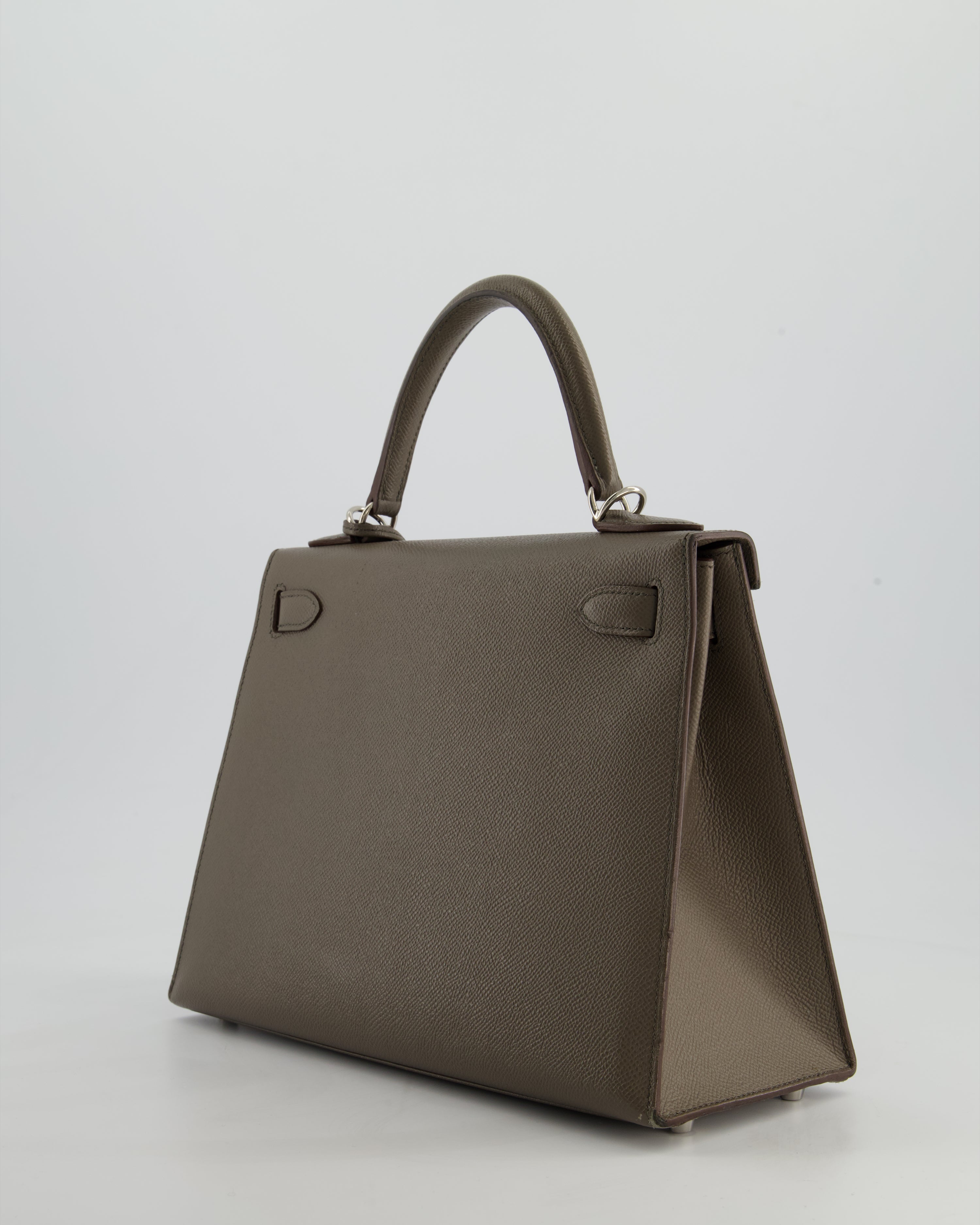 Hermès HSS Kelly 28 Sellier Bag in Gris Etain Epsom Leather with Palladium Hardware
