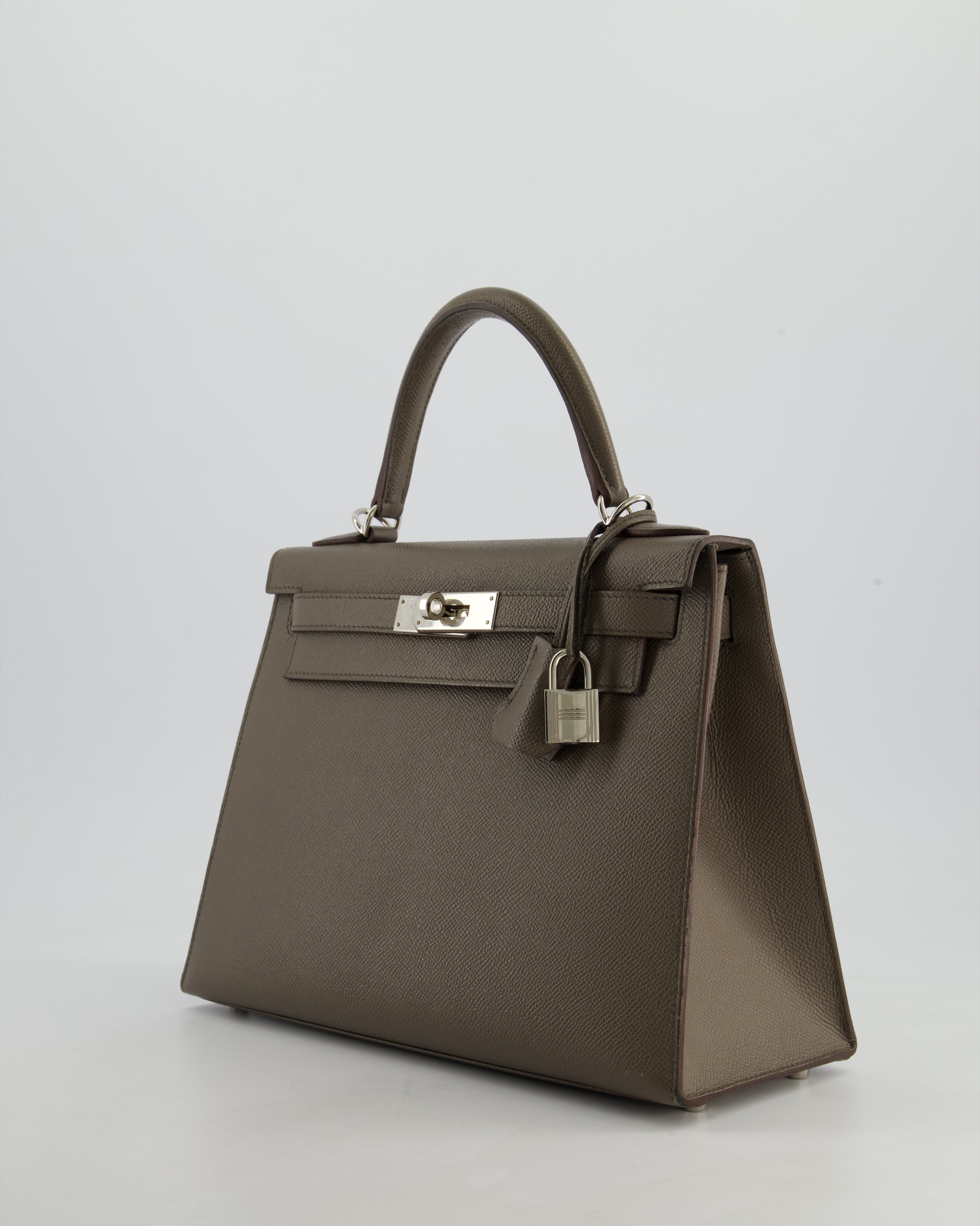 Hermès HSS Kelly 28 Sellier Bag in Gris Etain Epsom Leather with Palladium Hardware