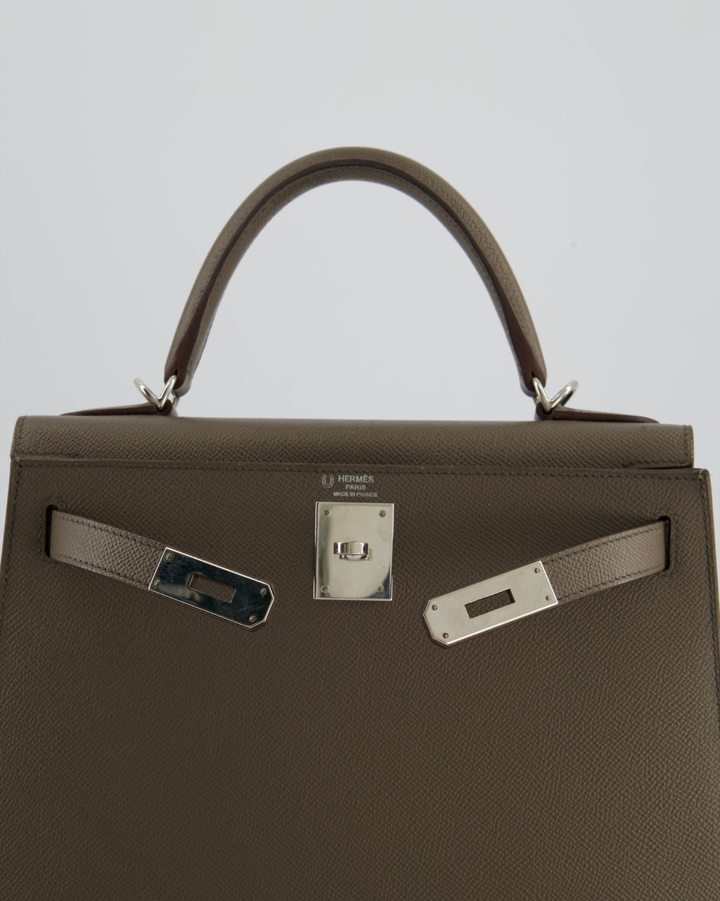 Hermès HSS Kelly 28 Sellier Bag in Gris Etain Epsom Leather with Palladium Hardware