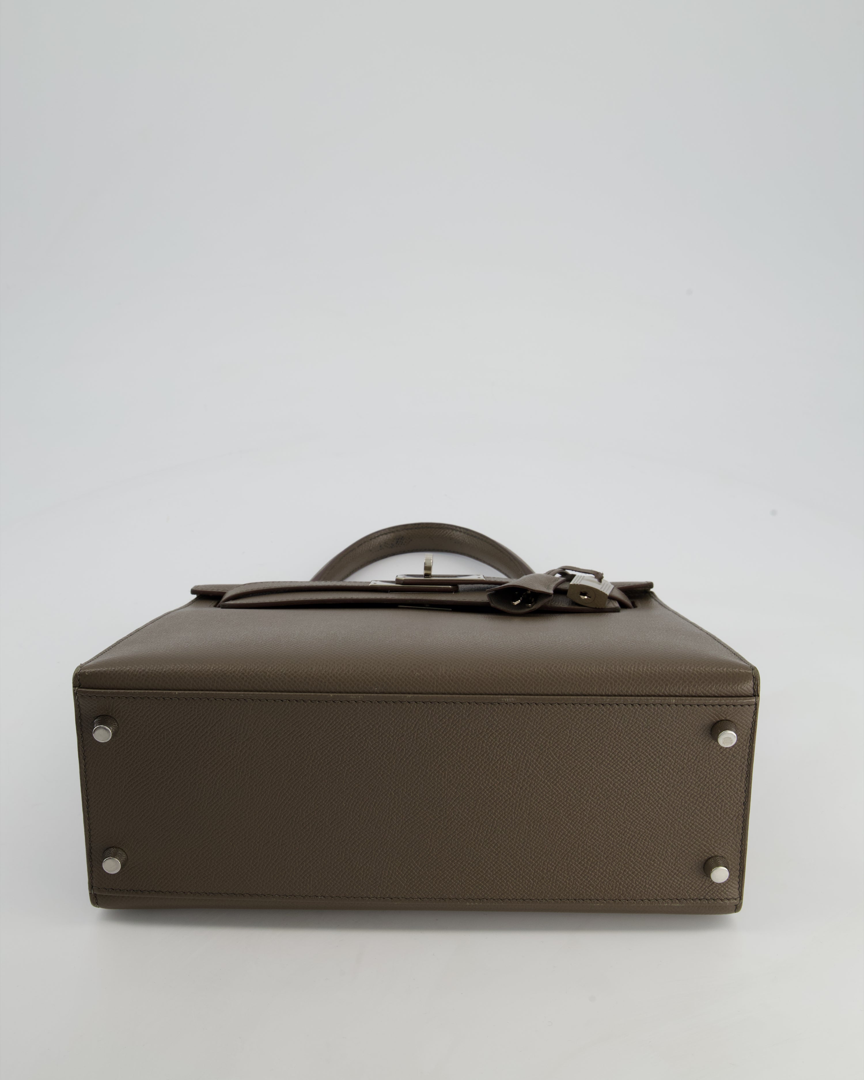 Hermès HSS Kelly 28 Sellier Bag in Gris Etain Epsom Leather with Palladium Hardware