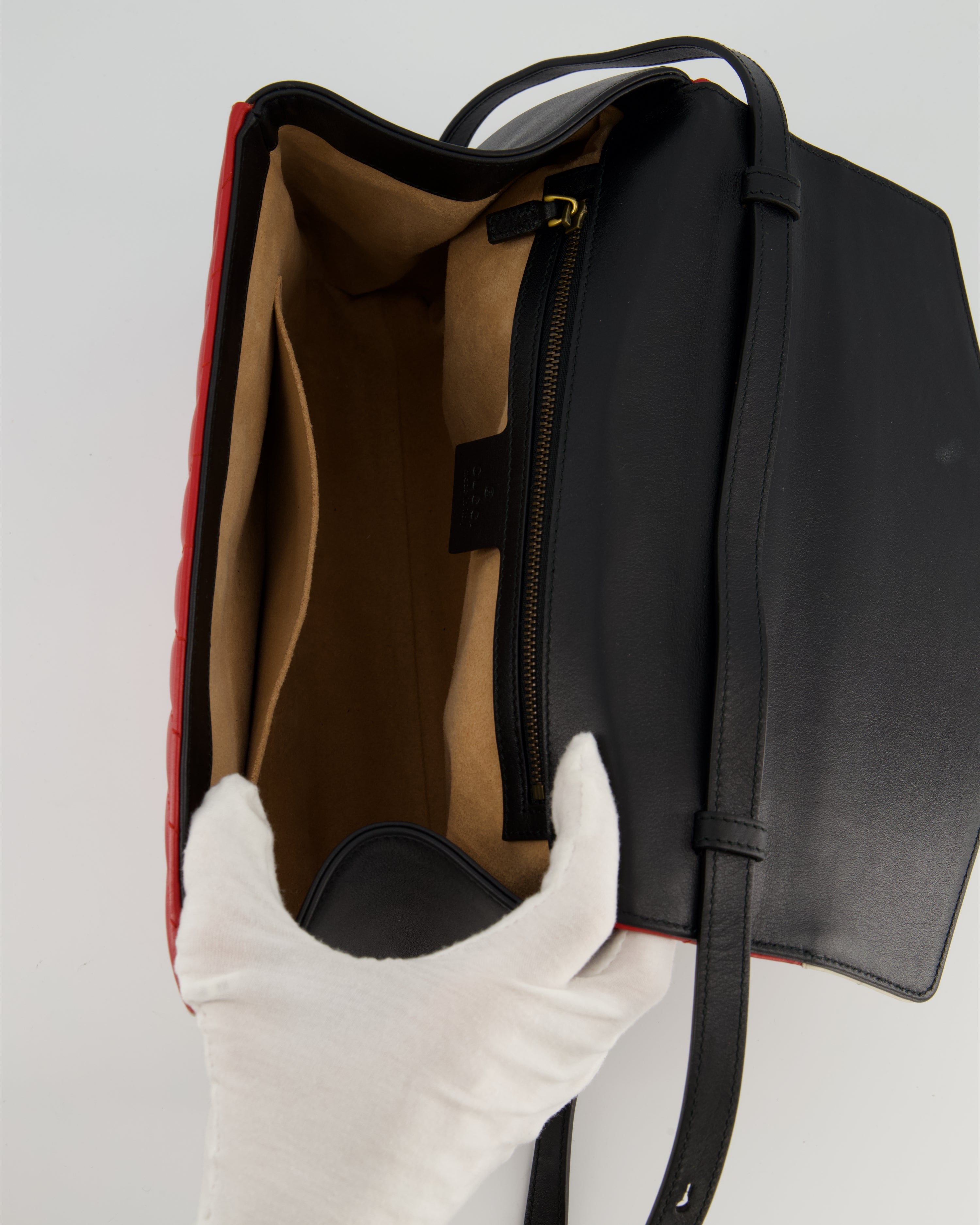 Gucci Black, Navy, Red, Pink & Cream Queen Margaret Matelasse Bamboo Top Handle Bag with Gold Hardware and Embellished Bee Detail