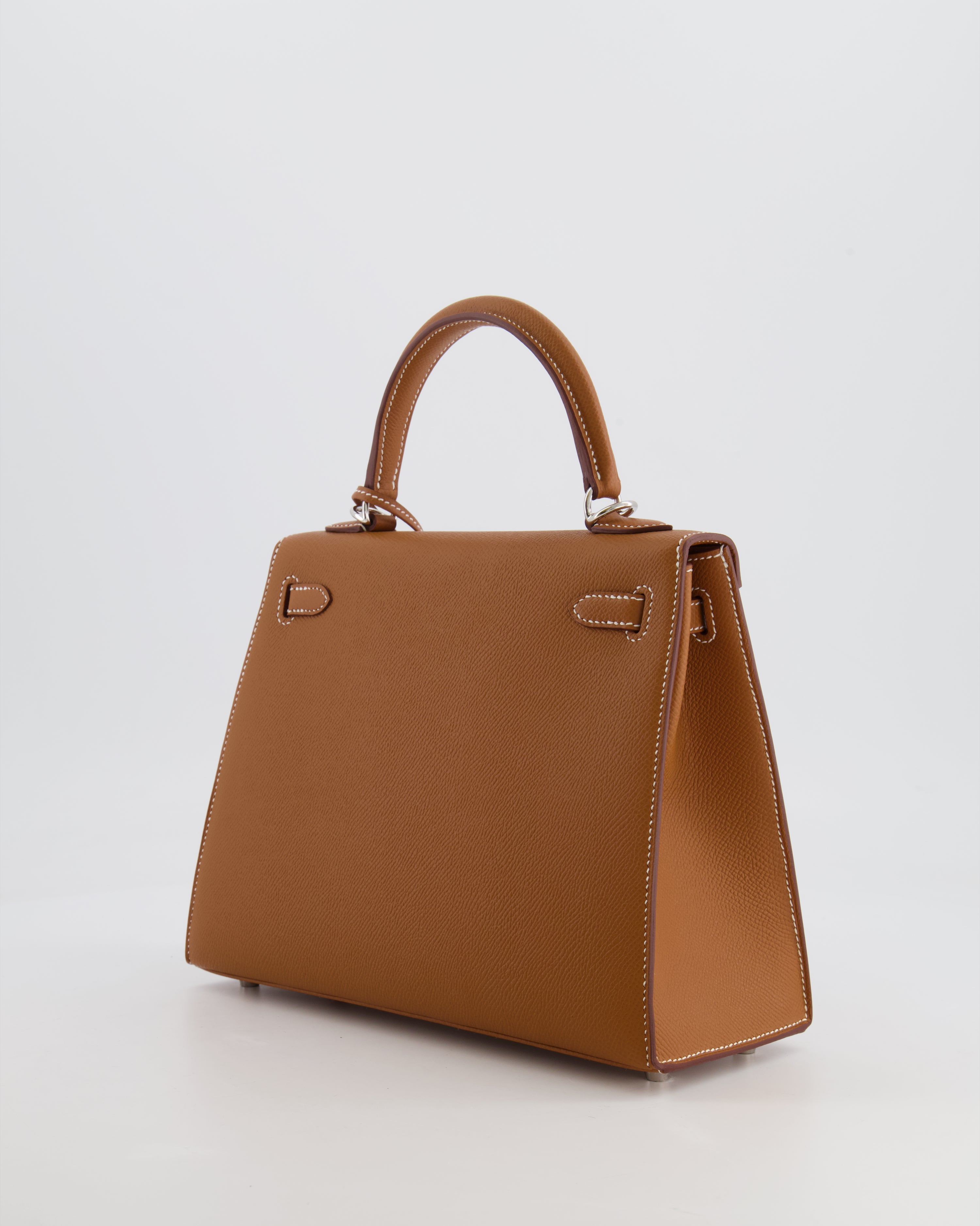 Hermès Kelly 25 Sellier Bag in Gold Epsom Leather with Palladium Hardware