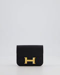 Hermès Constance Slim Belt Wallet Bag in Black Epsom Leather with Pocket and Gold Hardware