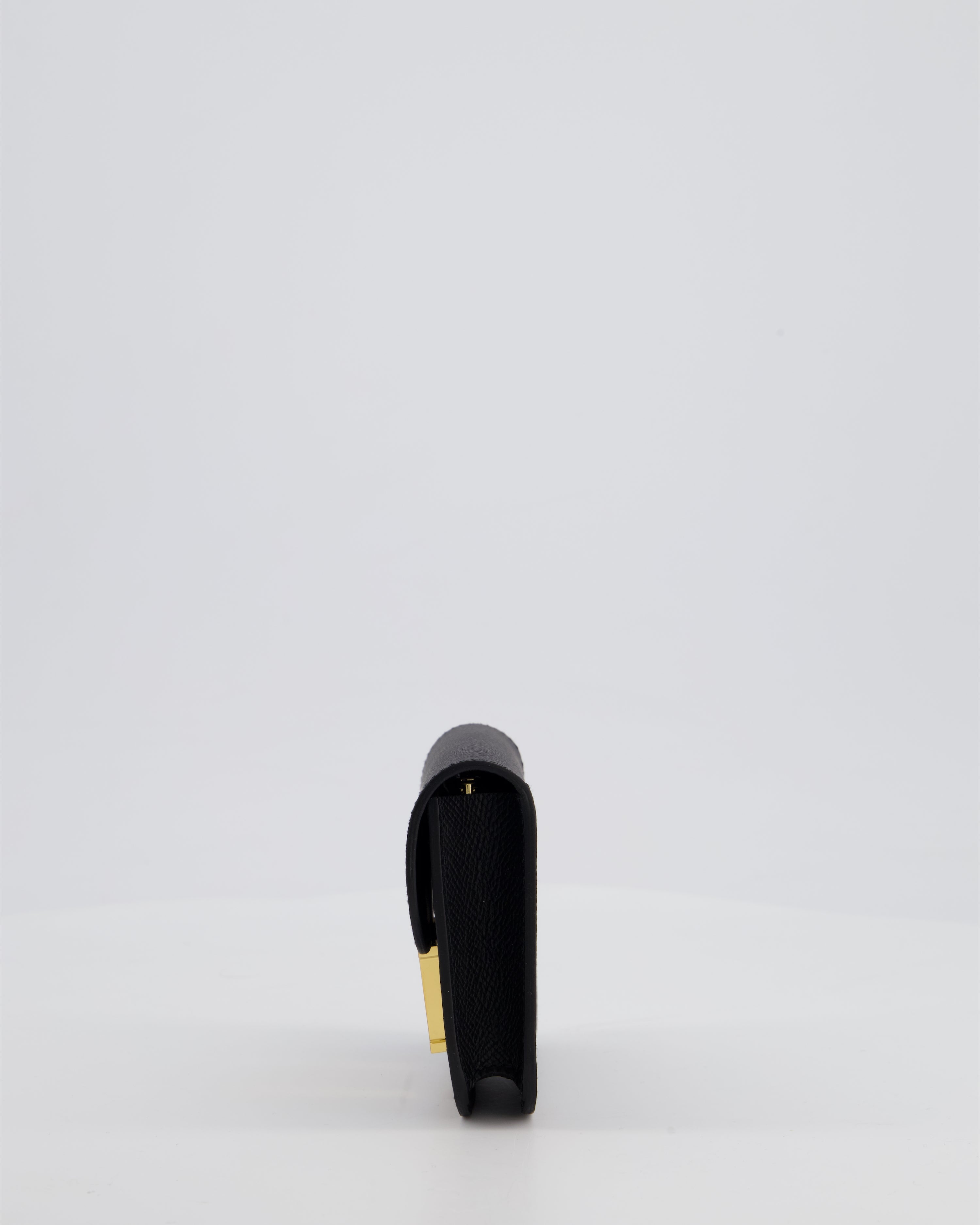 Hermès Constance Slim Belt Wallet Bag in Black Epsom Leather with Pocket and Gold Hardware