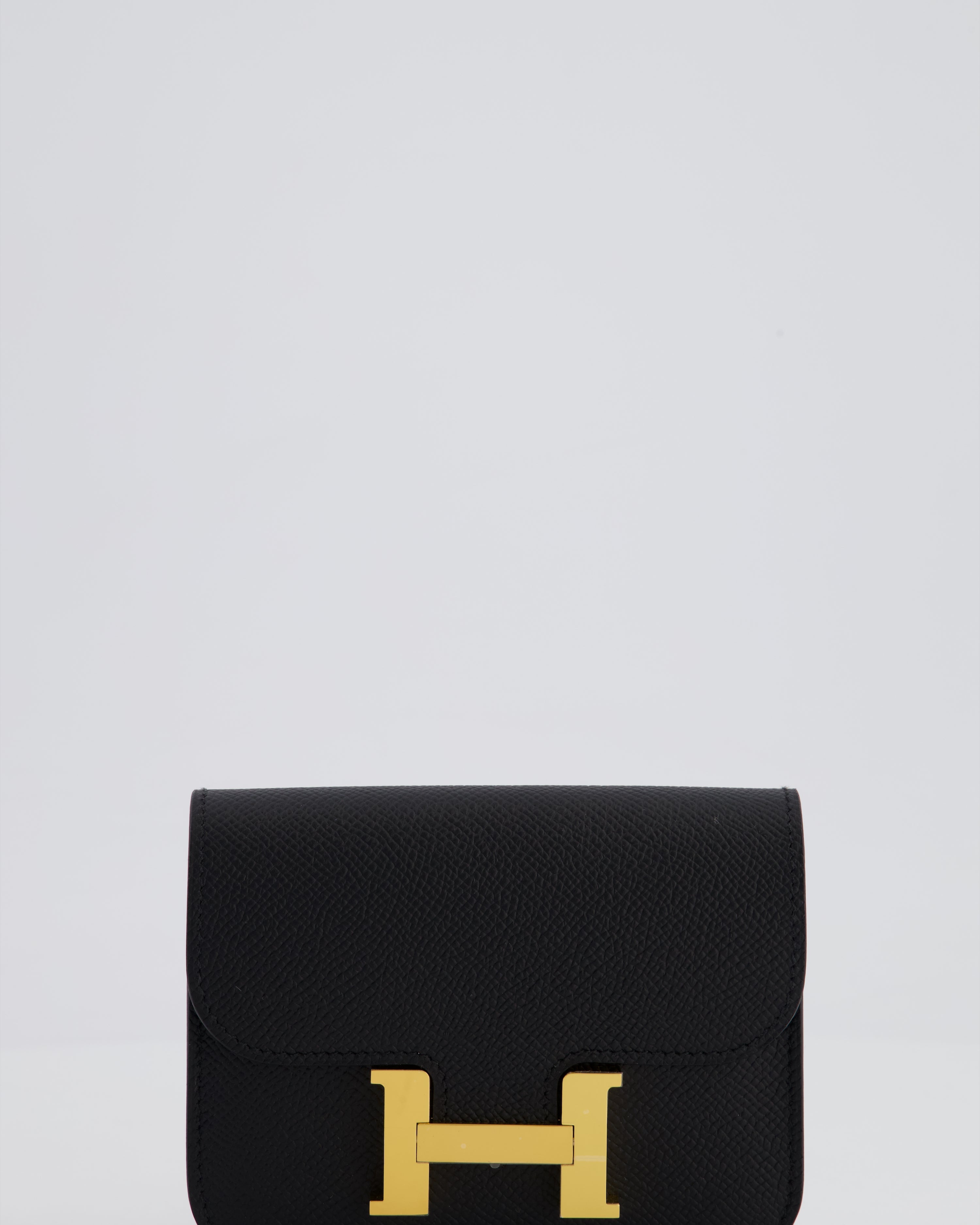 Hermès Constance Slim Belt Wallet Bag in Black Epsom Leather with Pocket and Gold Hardware