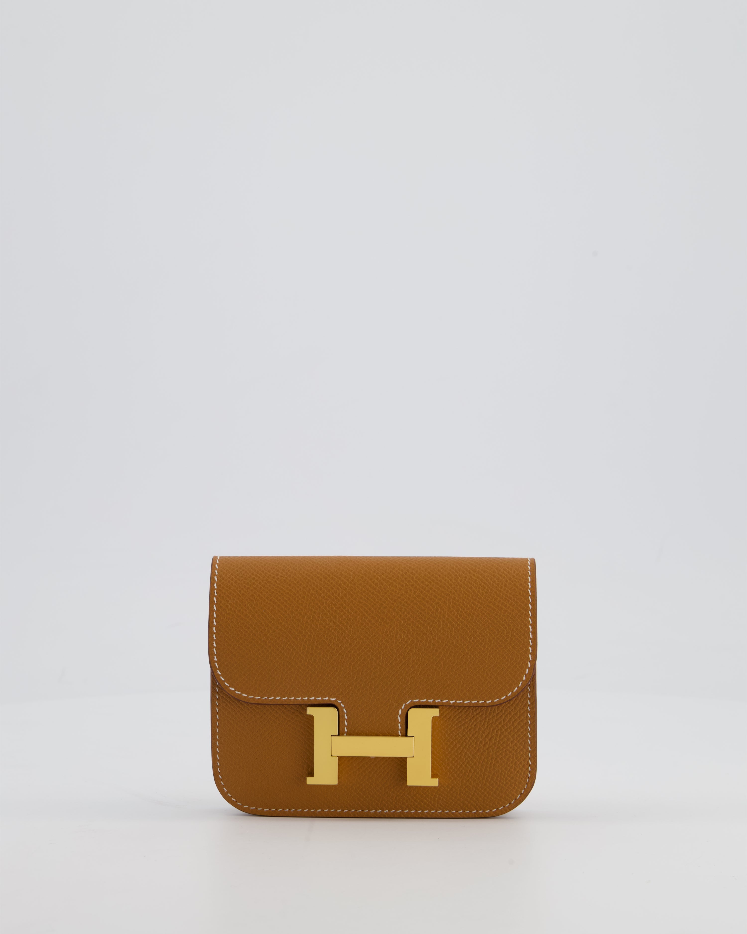Hermès Constance Slim Belt Wallet Bag in Gold Epsom Leather with Pocket and Gold Hardware