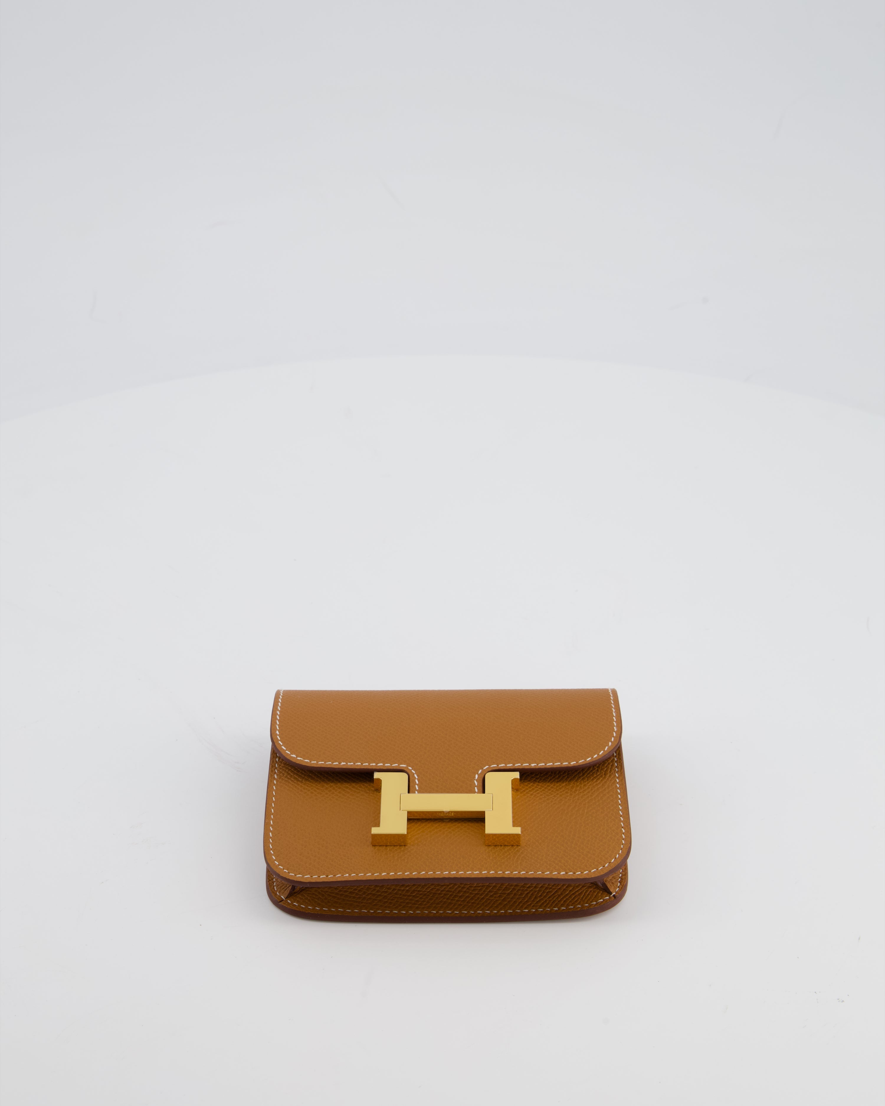 Hermès Constance Slim Belt Wallet Bag in Gold Epsom Leather with Pocket and Gold Hardware