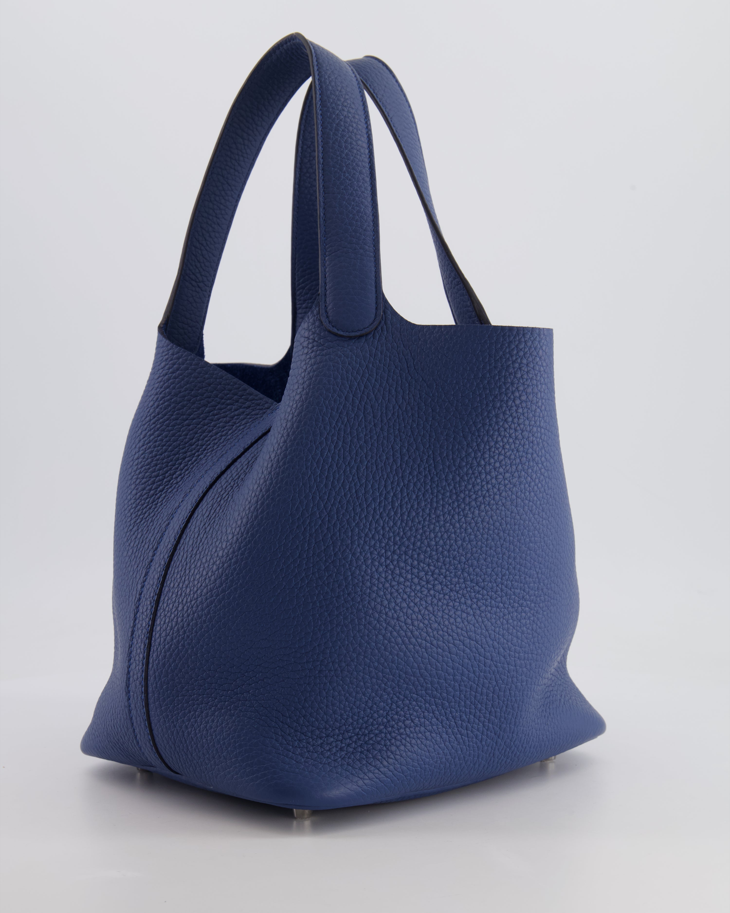 Hermes Picotin Lock Bag 22 in Blue Tie Clemence Leather with Palladium Hardware