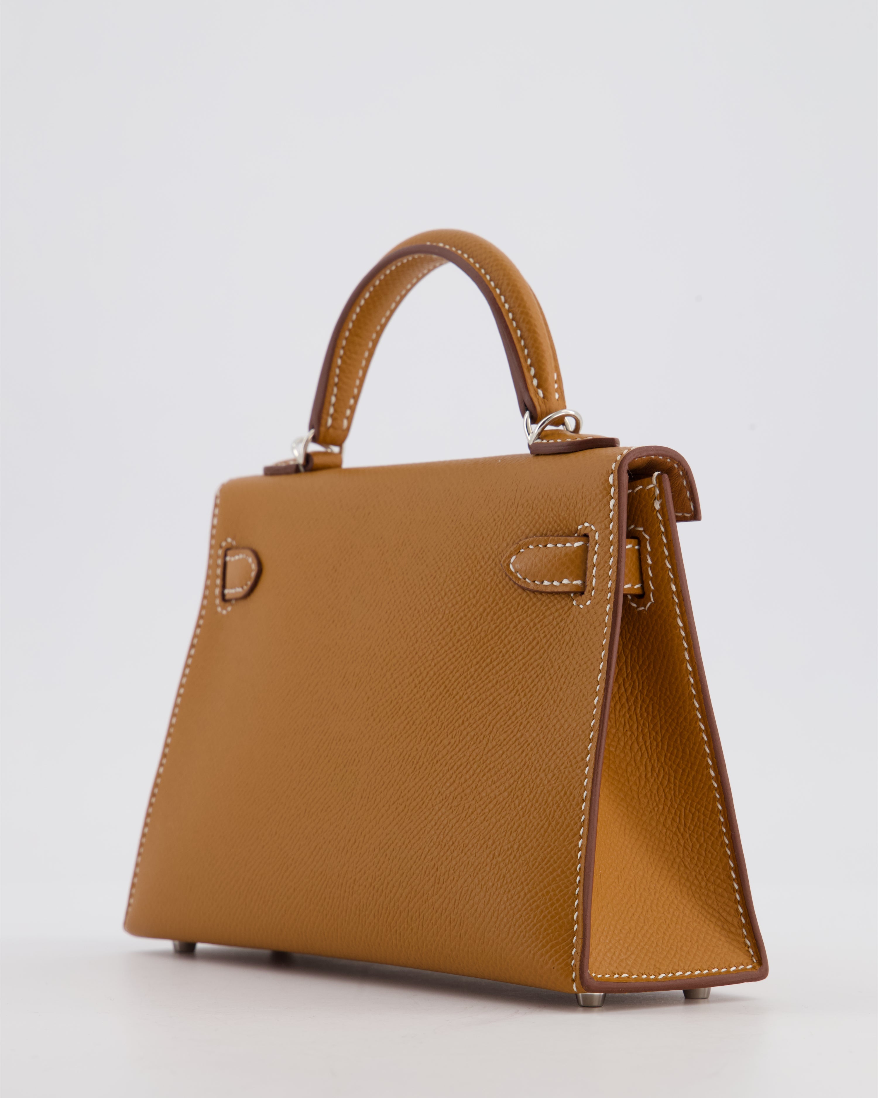 Hermès Mini Kelly II 20 Bag in Gold Epsom Leather with Palladium Hardware