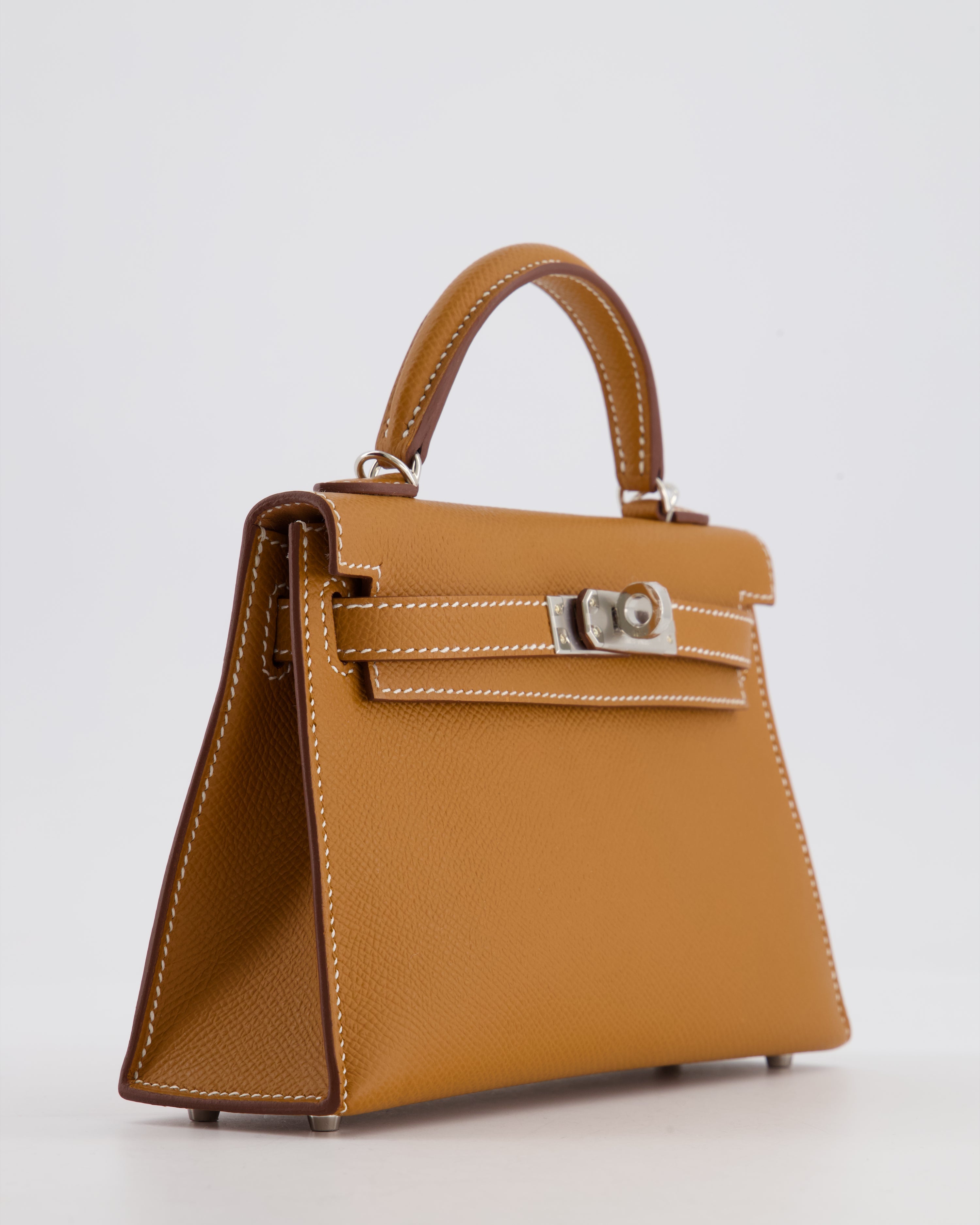 Hermès Mini Kelly II 20 Bag in Gold Epsom Leather with Palladium Hardware
