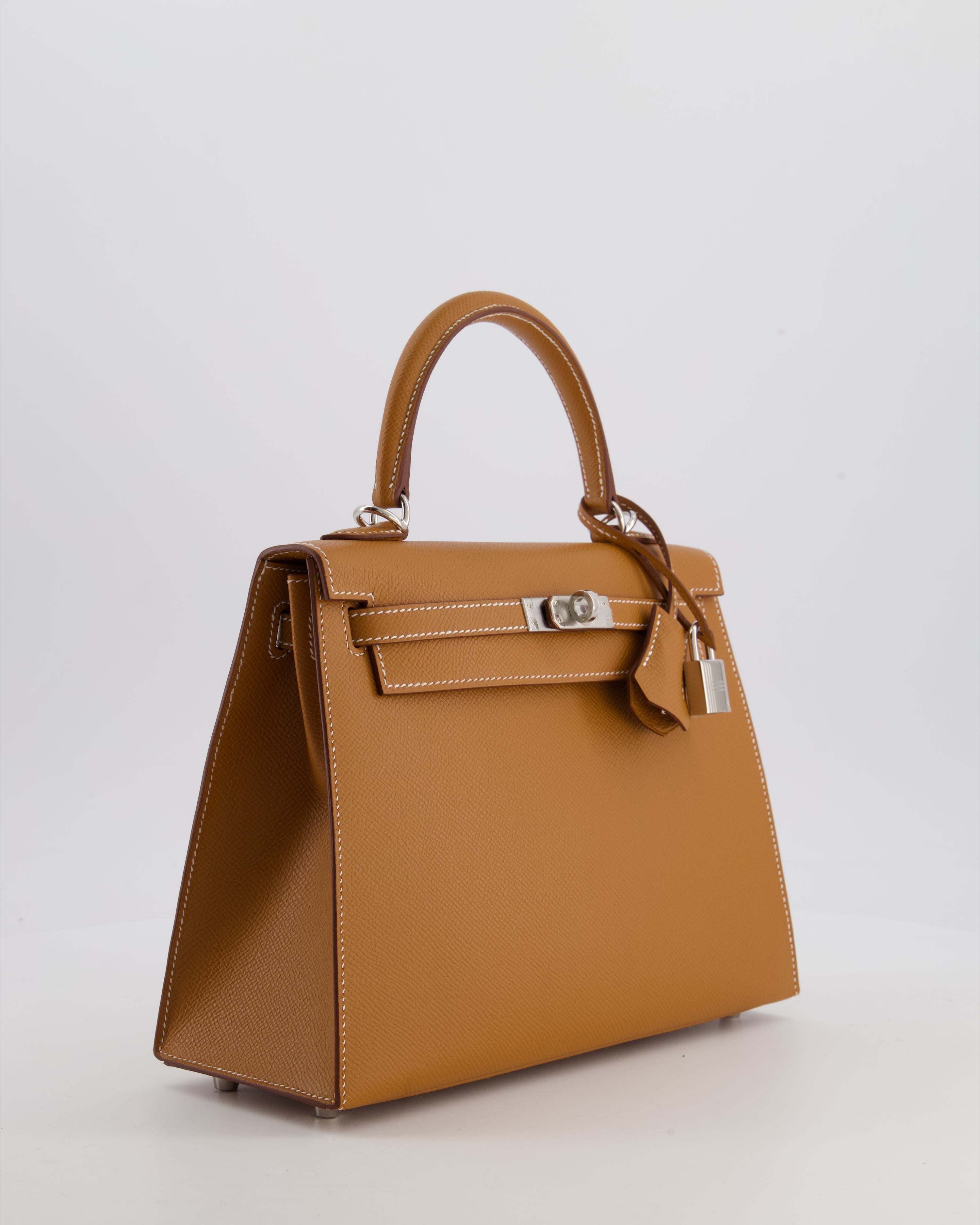 Hermès Kelly 25 Sellier Bag in Gold Epsom Leather with Palladium Hardware