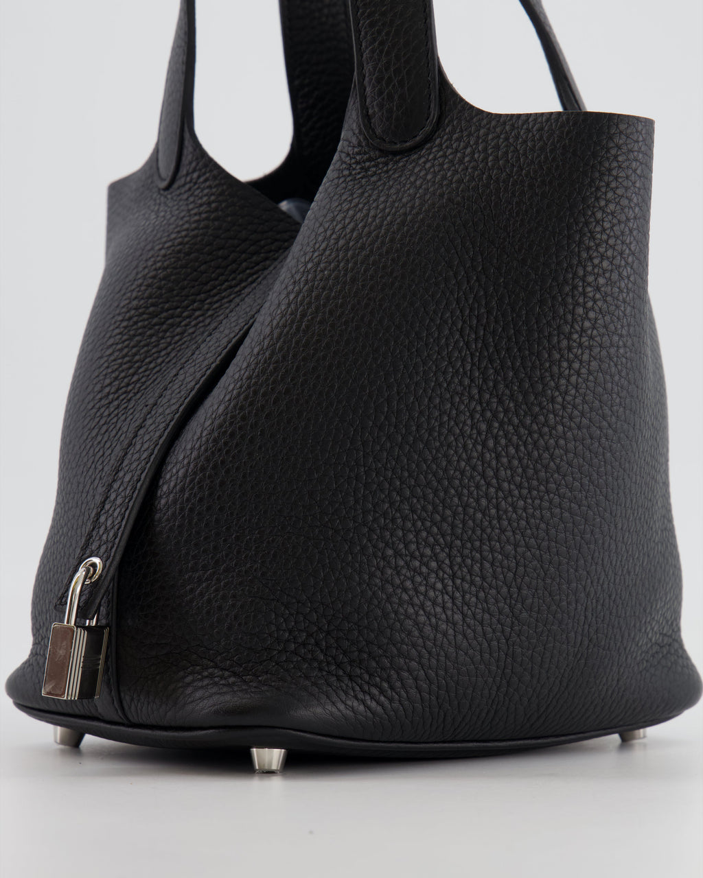 Hermes Picotin 18cm Lock Bag in Noir Clemence Leather with Palladium Hardware