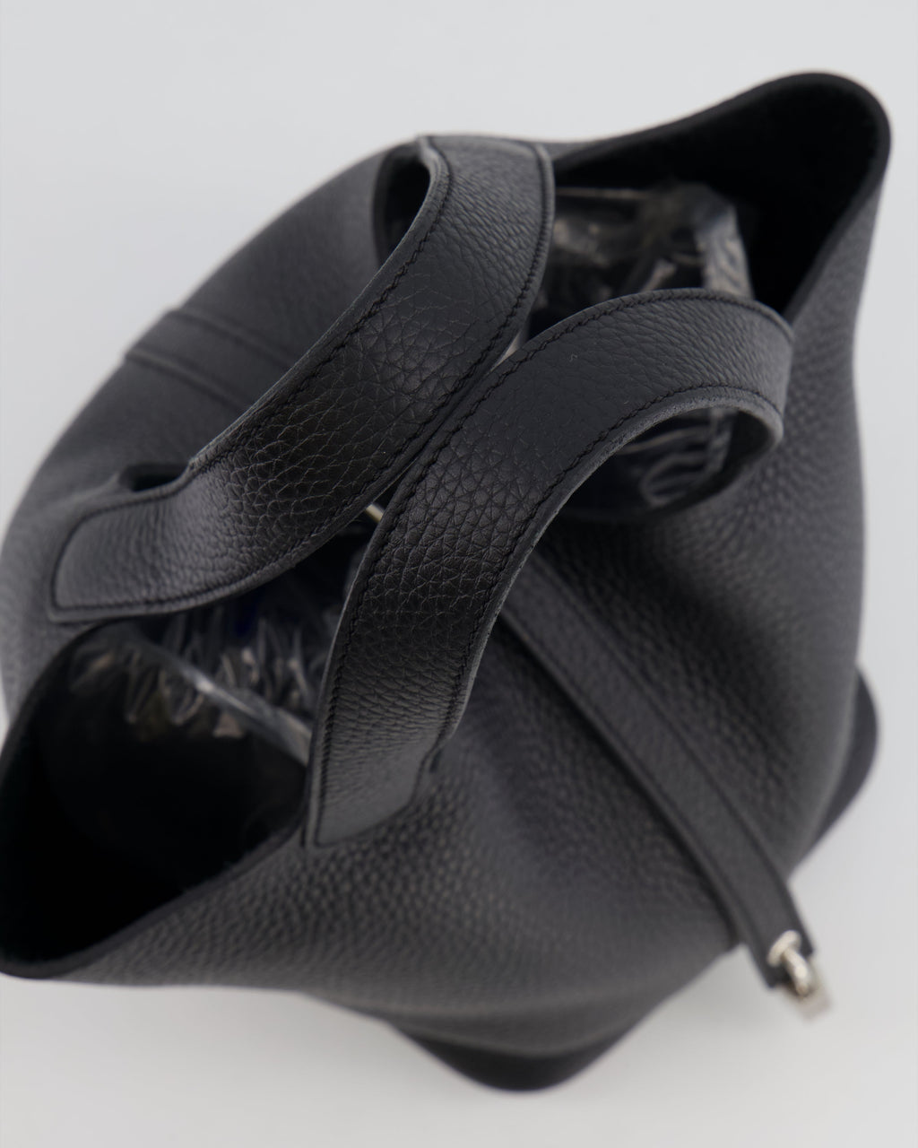 Hermes Picotin 18cm Lock Bag in Noir Clemence Leather with Palladium Hardware