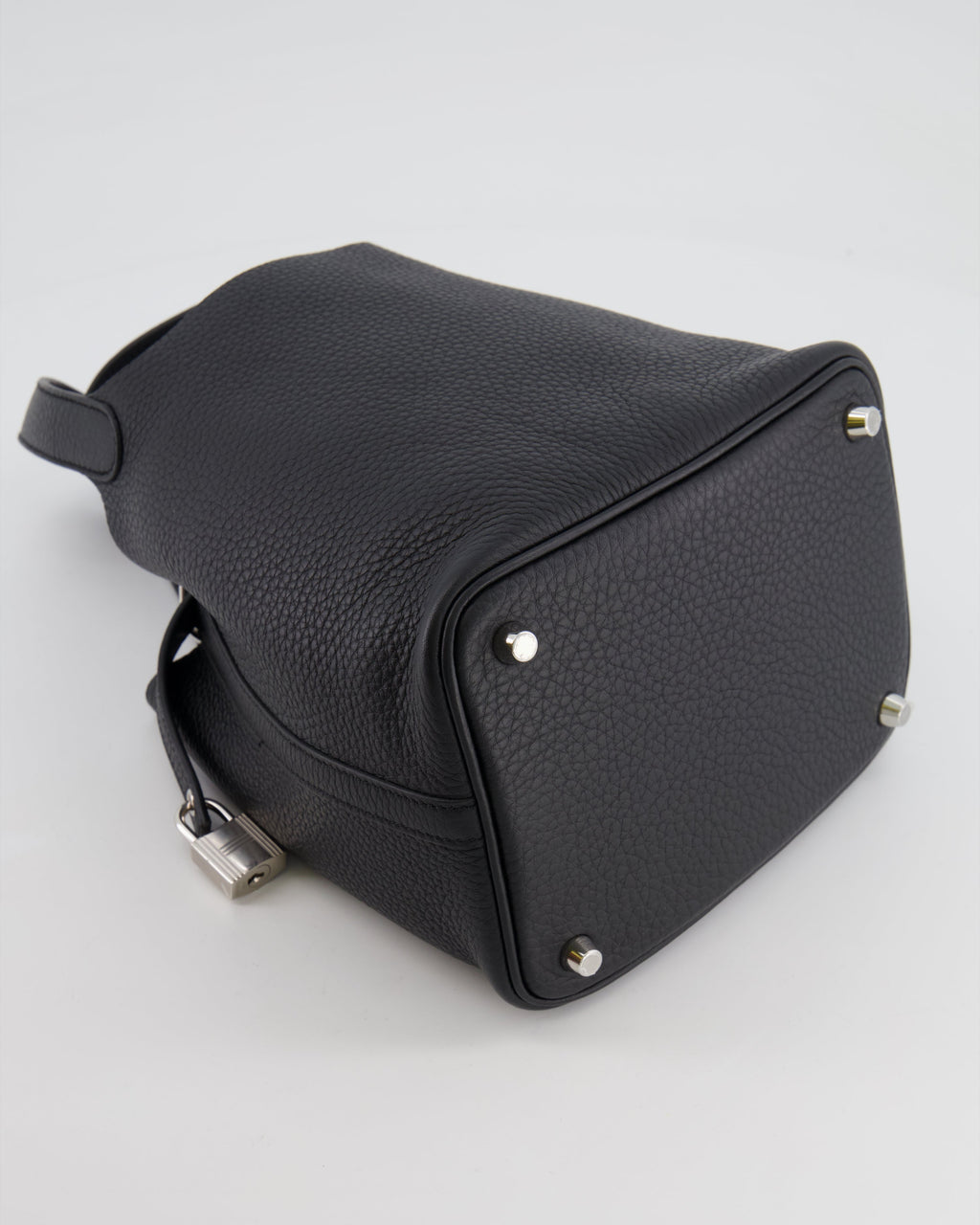 Hermes Picotin 18cm Lock Bag in Noir Clemence Leather with Palladium Hardware