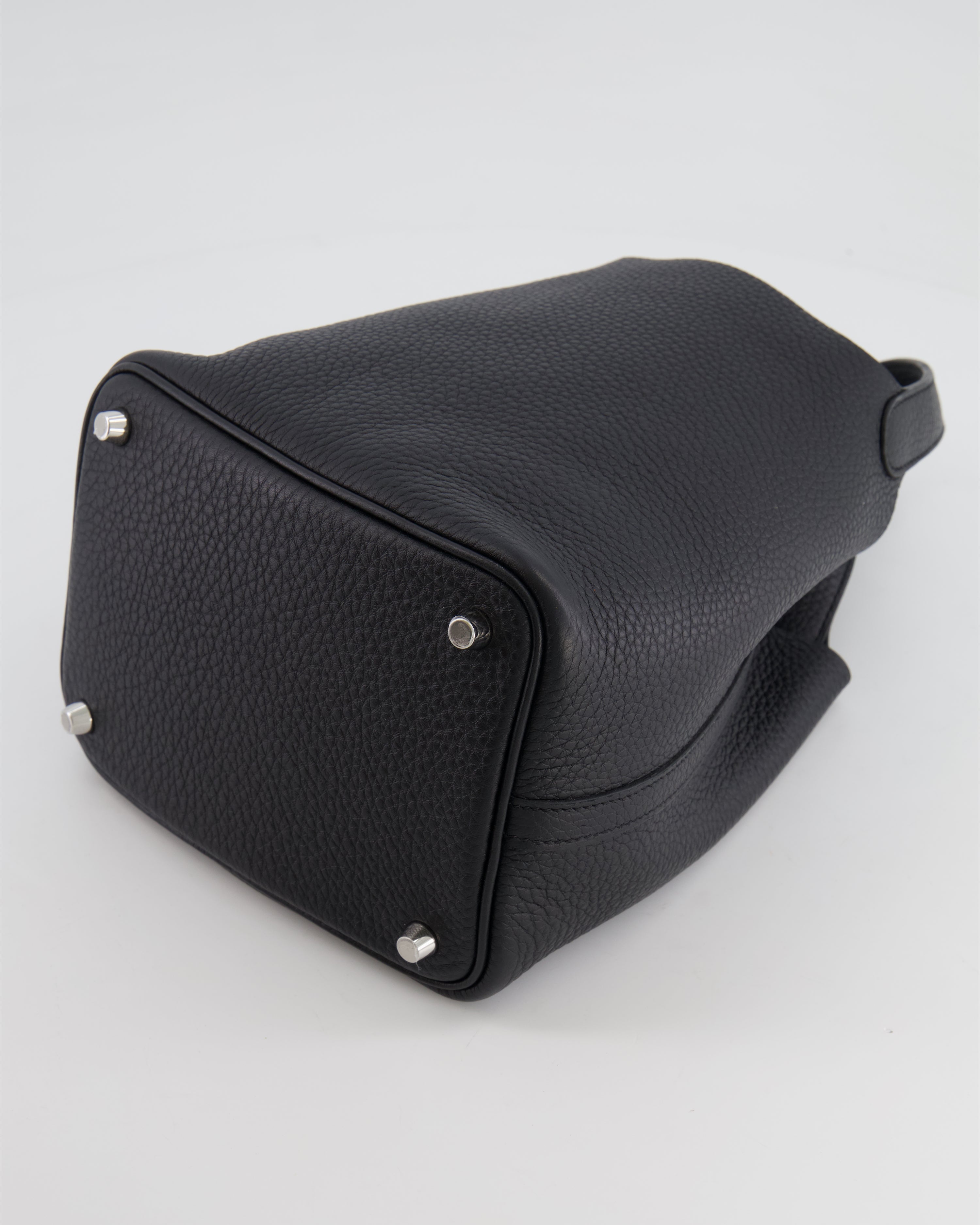 Hermes Picotin 18cm Lock Bag in Noir Clemence Leather with Palladium Hardware