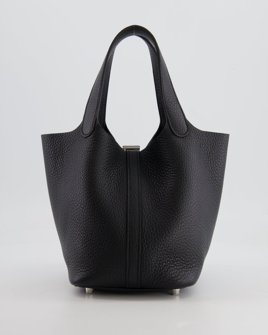 Hermes Picotin 18cm Lock Bag in Noir Clemence Leather with Palladium Hardware