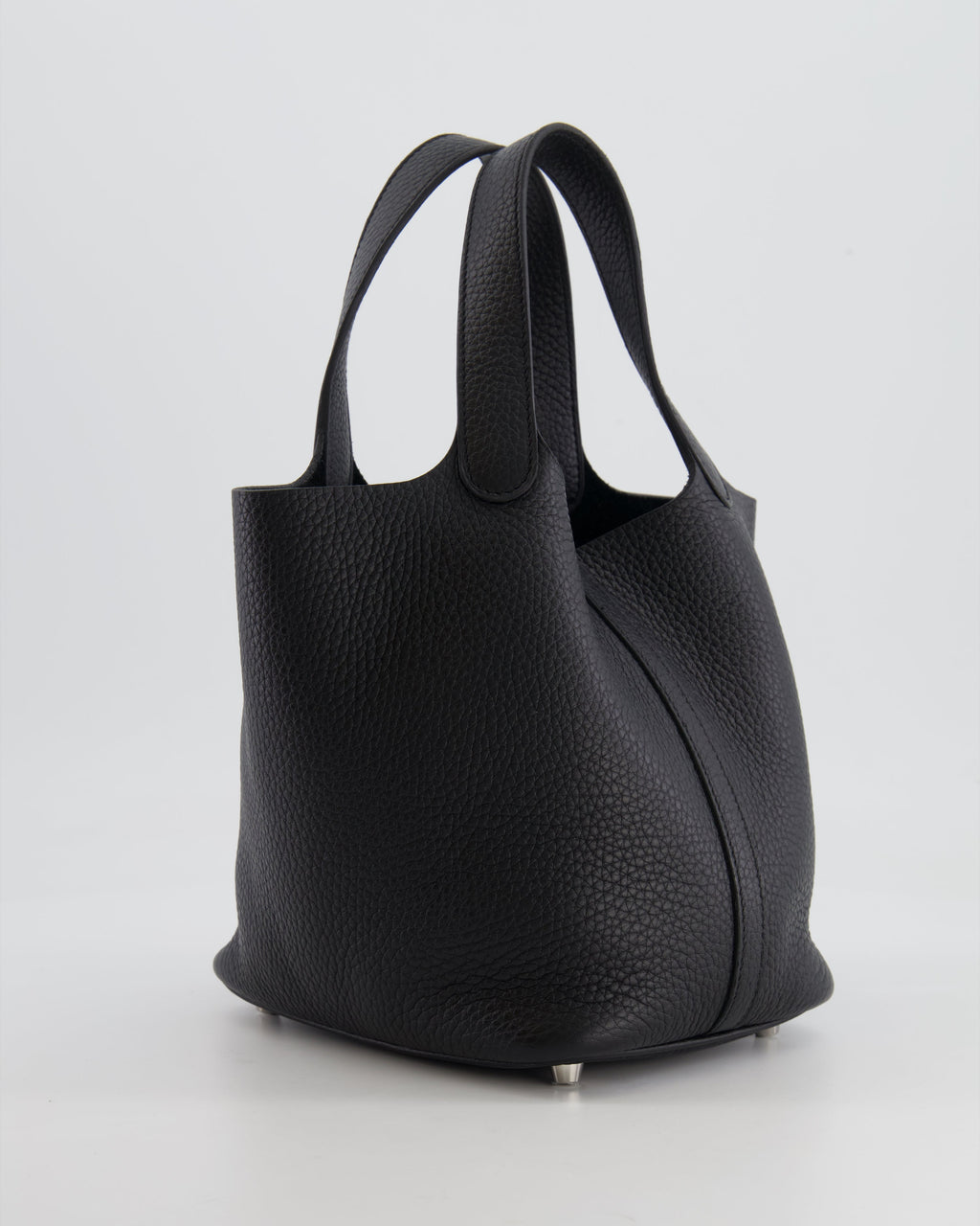 Hermes Picotin 18cm Lock Bag in Noir Clemence Leather with Palladium Hardware