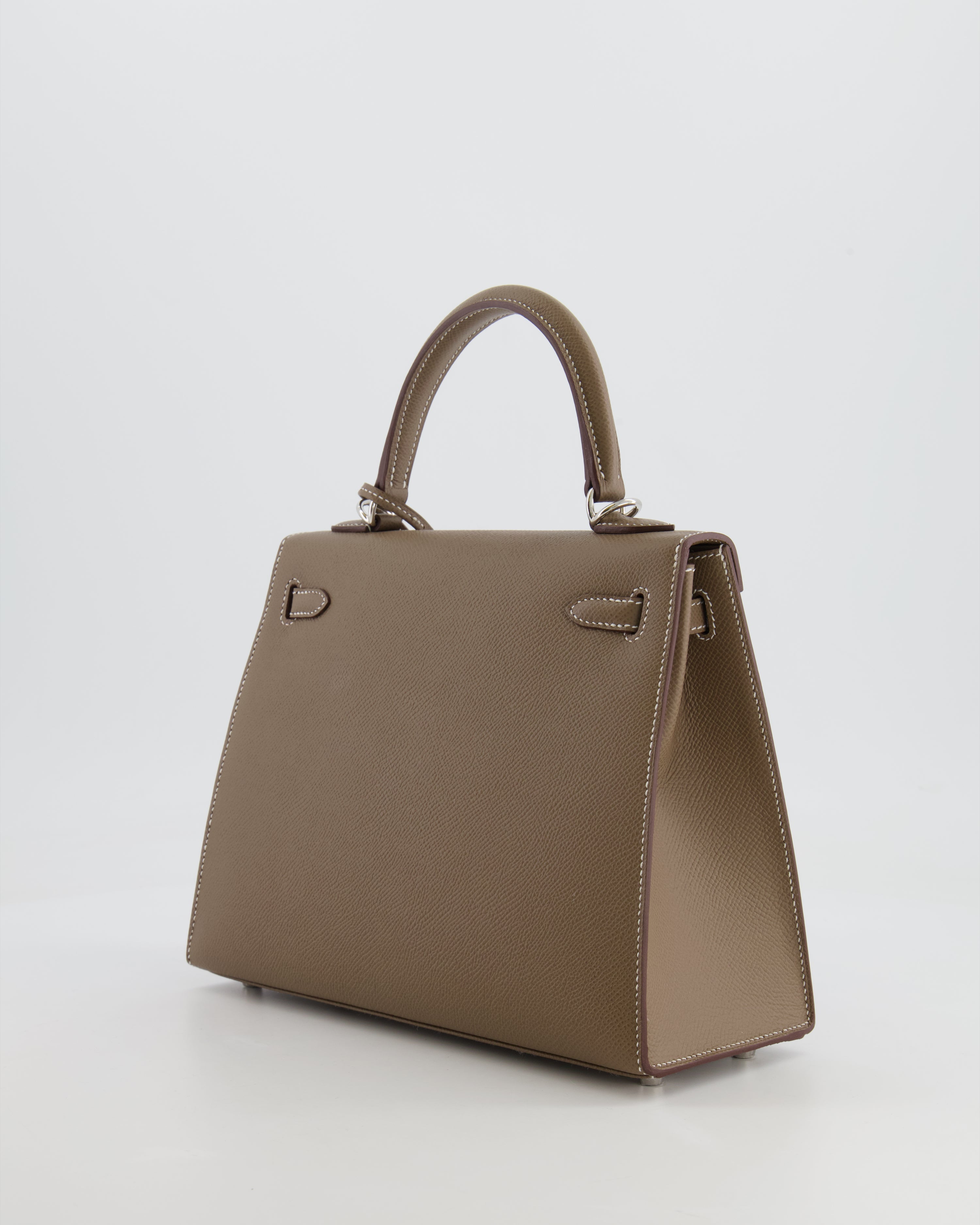 Hermès Kelly 25 Sellier Bag in Etoupe Epsom Leather with Palladium Hardware