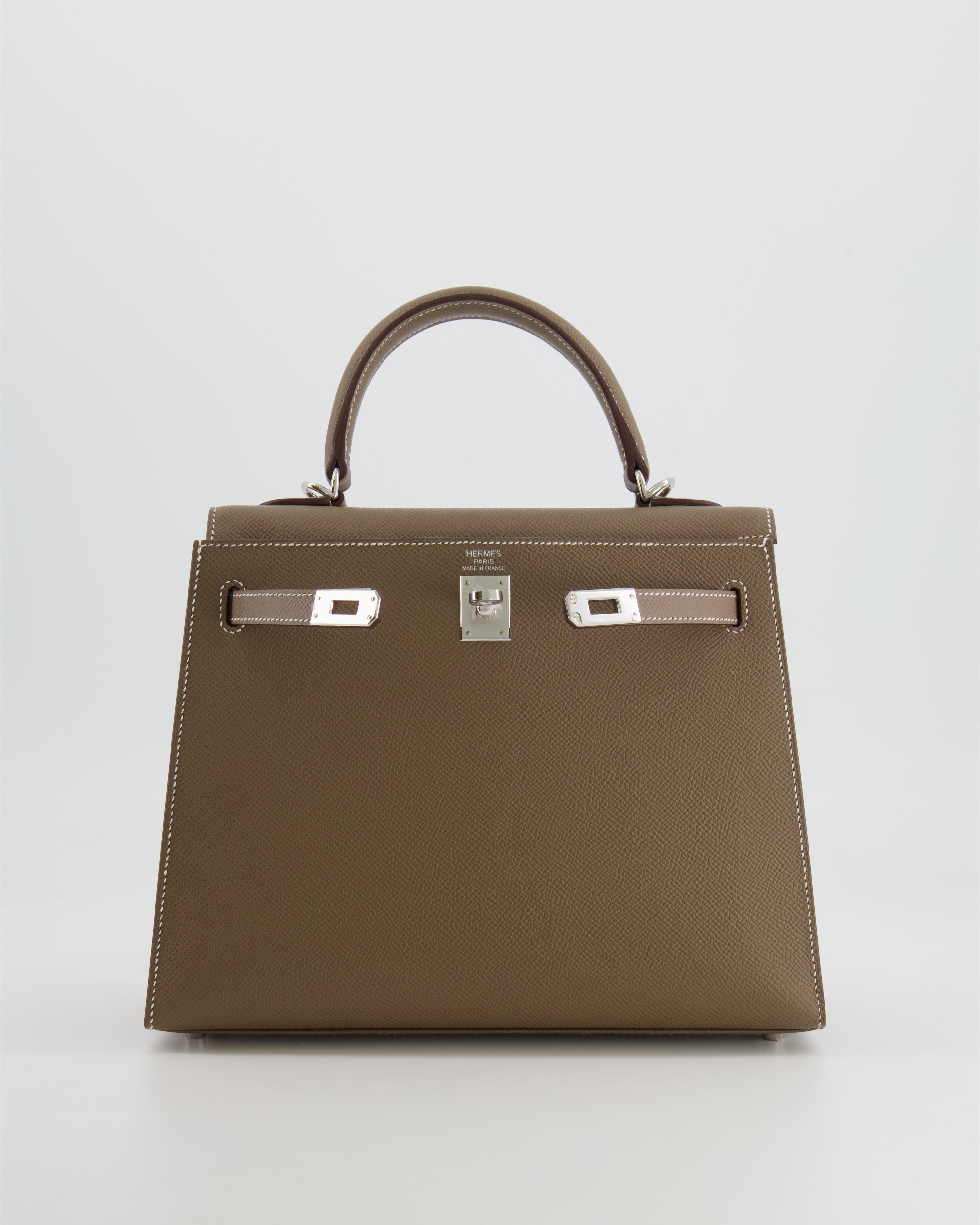 Hermès Kelly 25 Sellier Bag in Etoupe Epsom Leather with Palladium Hardware