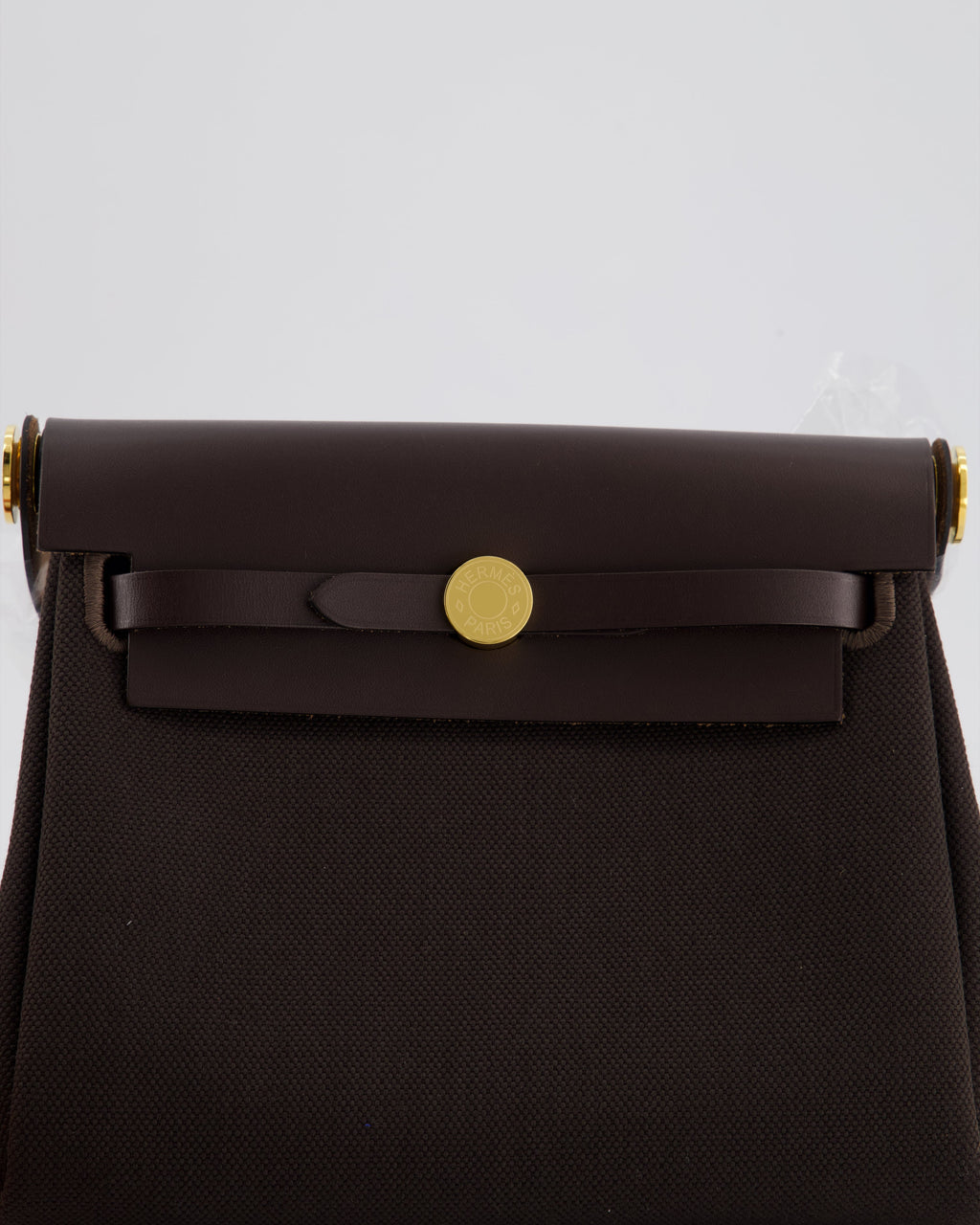 *Hot & RARE* Hermès Herbag Zip 20 Bag in Ebene Viking Canvas & Ebene Vache Hunter Leather with Gold Hardware