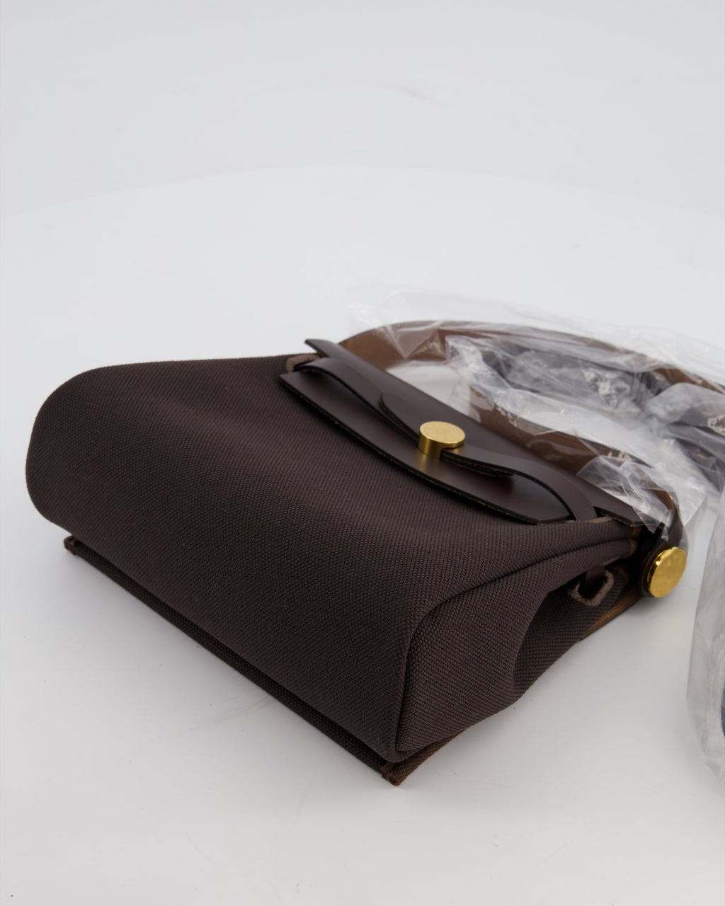 *Hot & RARE* Hermès Herbag Zip 20 Bag in Ebene Viking Canvas & Ebene Vache Hunter Leather with Gold Hardware