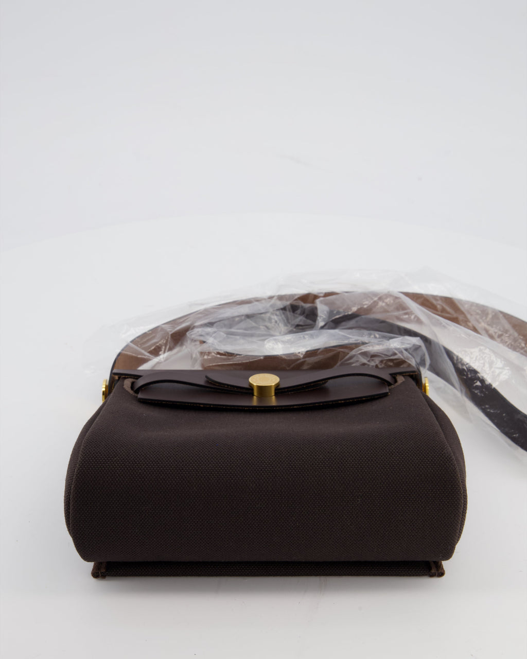 *Hot & RARE* Hermès Herbag Zip 20 Bag in Ebene Viking Canvas & Ebene Vache Hunter Leather with Gold Hardware