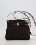 *Hot & RARE* Hermès Herbag Zip 20 Bag in Ebene Viking Canvas & Ebene Vache Hunter Leather with Gold Hardware