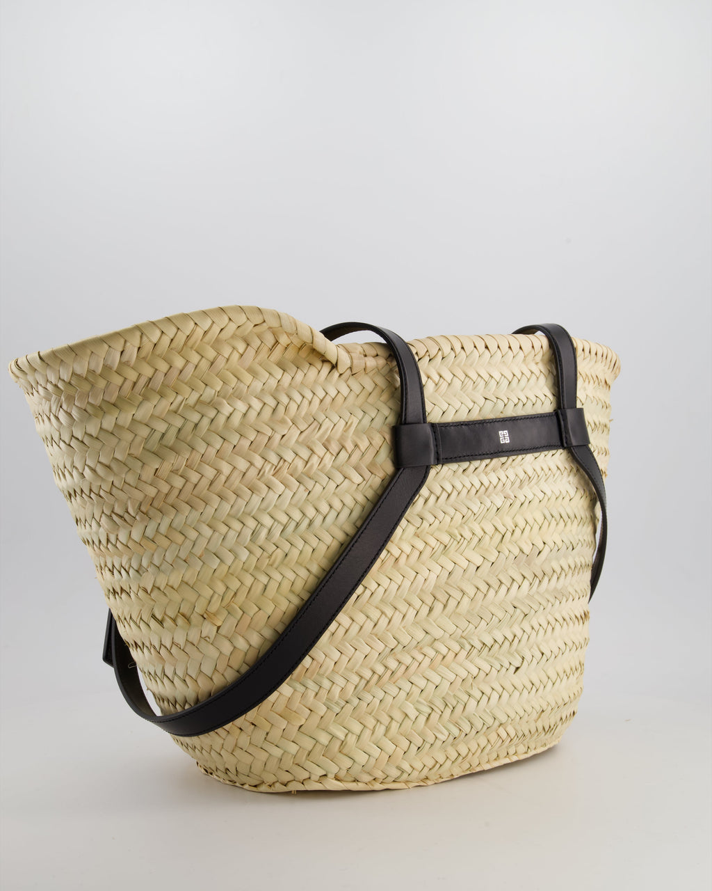 Givenchy Voyou Natural and Beige Straw Basket with Leather logo Bag