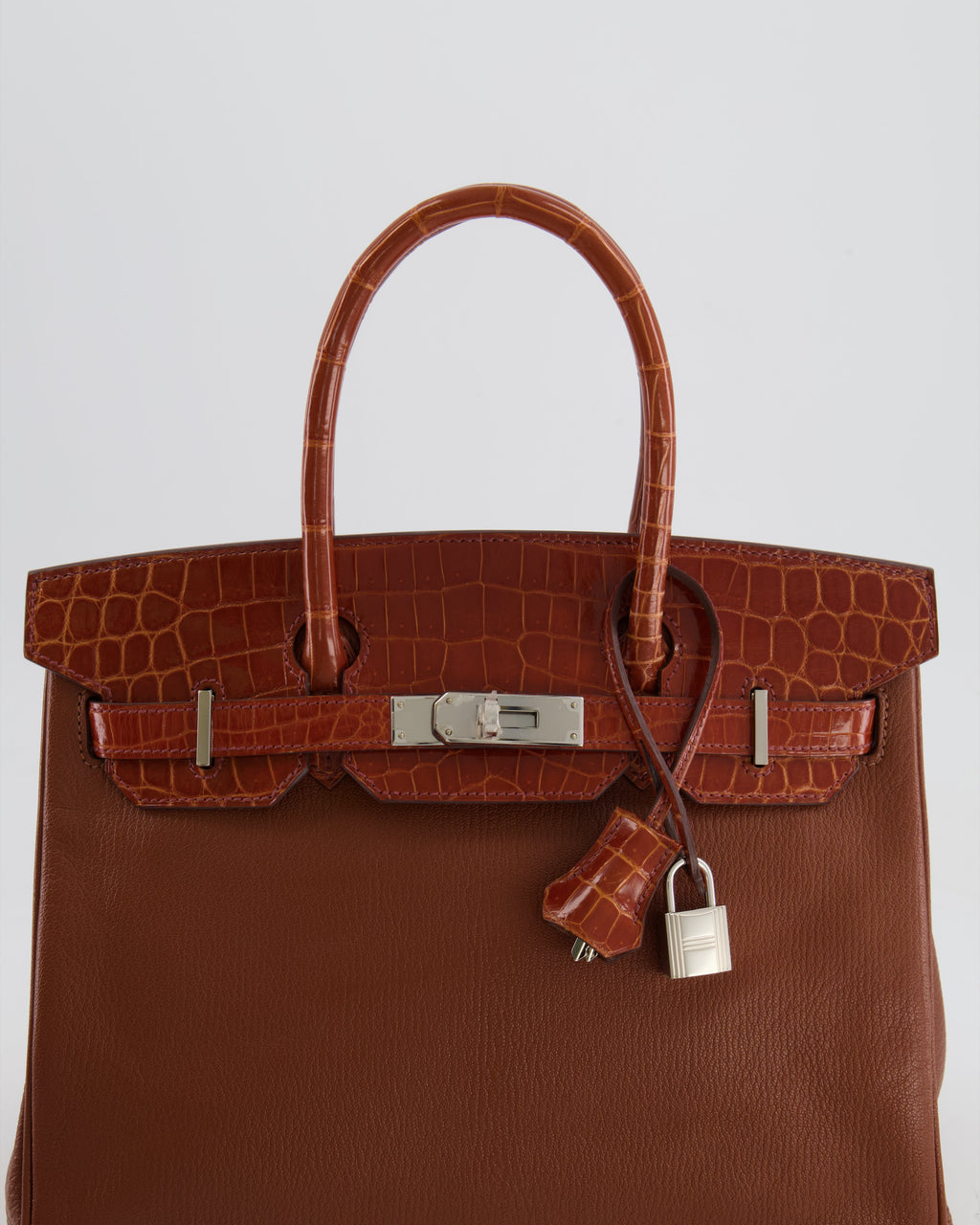 Hermès Birkin 30 Touch Bag in Noisette Chèvre Mysore and Etrusque Crocodile Niloticus Leather with Palladium Hardware
