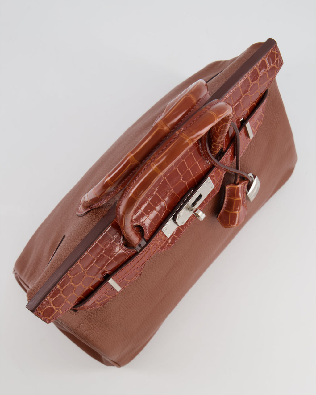 Hermès Birkin 30 Touch Bag in Noisette Chèvre Mysore and Etrusque Crocodile Niloticus Leather with Palladium Hardware