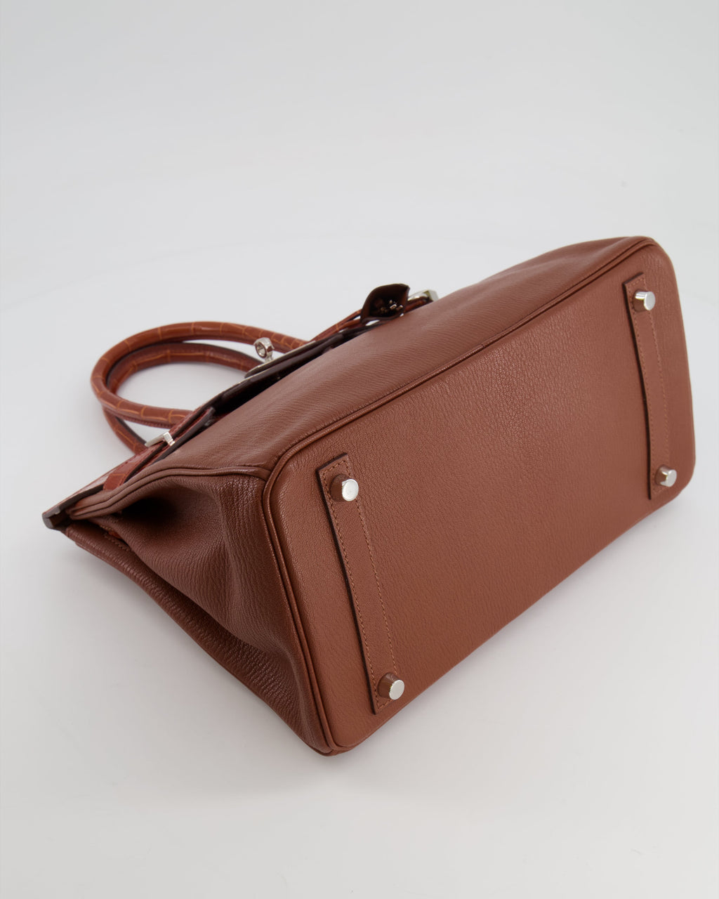 Hermès Birkin 30 Touch Bag in Noisette Chèvre Mysore and Etrusque Crocodile Niloticus Leather with Palladium Hardware