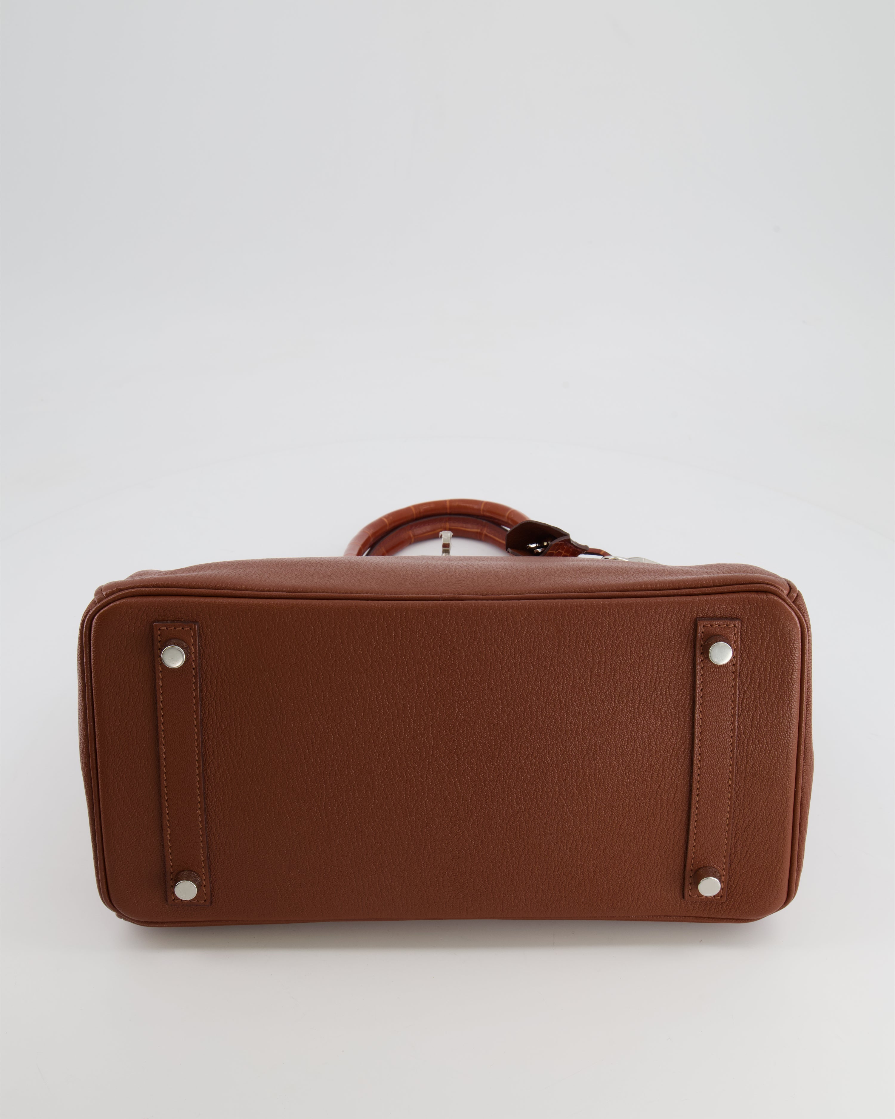 Hermès Birkin 30 Touch Bag in Noisette Chèvre Mysore and Etrusque Crocodile Niloticus Leather with Palladium Hardware